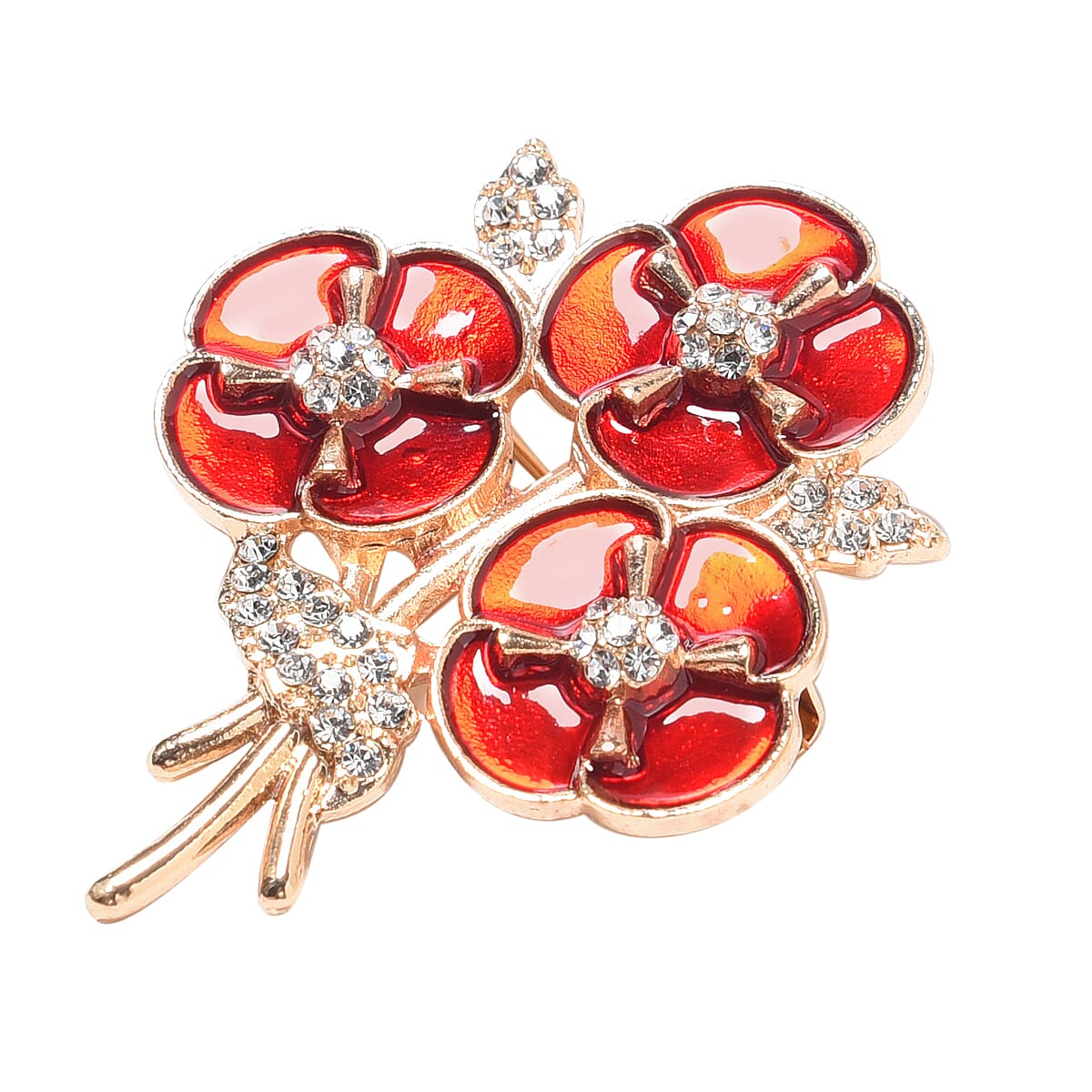 TJC  Design - White Austrian Crystal Enamelled  Bouquet Brooch in Yellow Gold Tone
