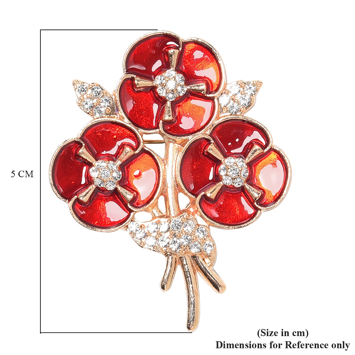 TJC  Design - White Austrian Crystal Enamelled  Bouquet Brooch in Yellow Gold Tone