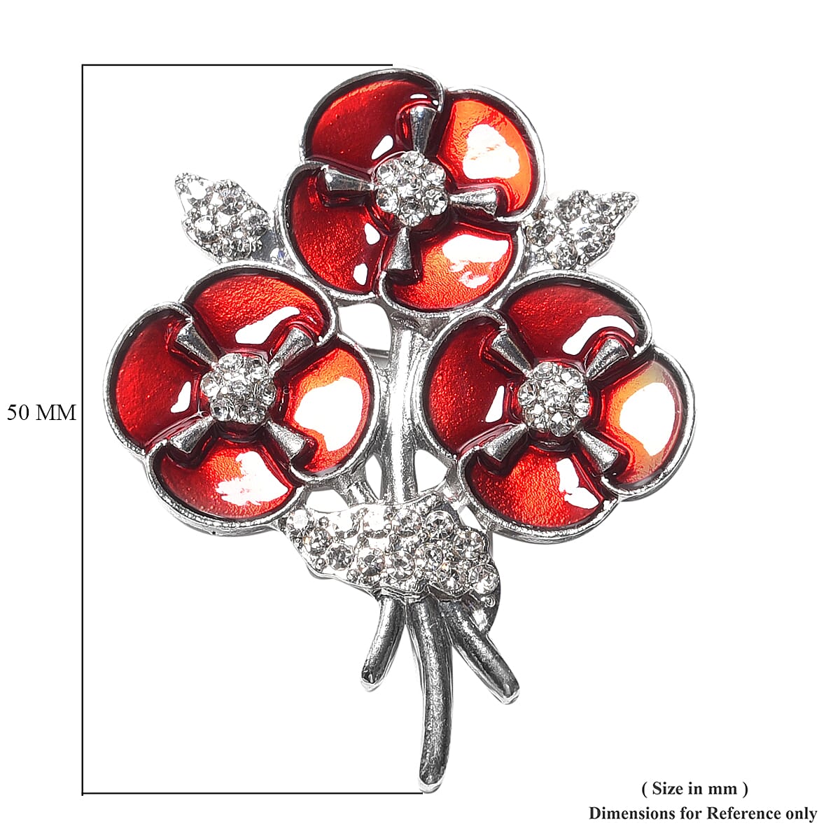 TJC  Design - White Austrian Crystal Enamelled  Bouquet Brooch in Silver Tone