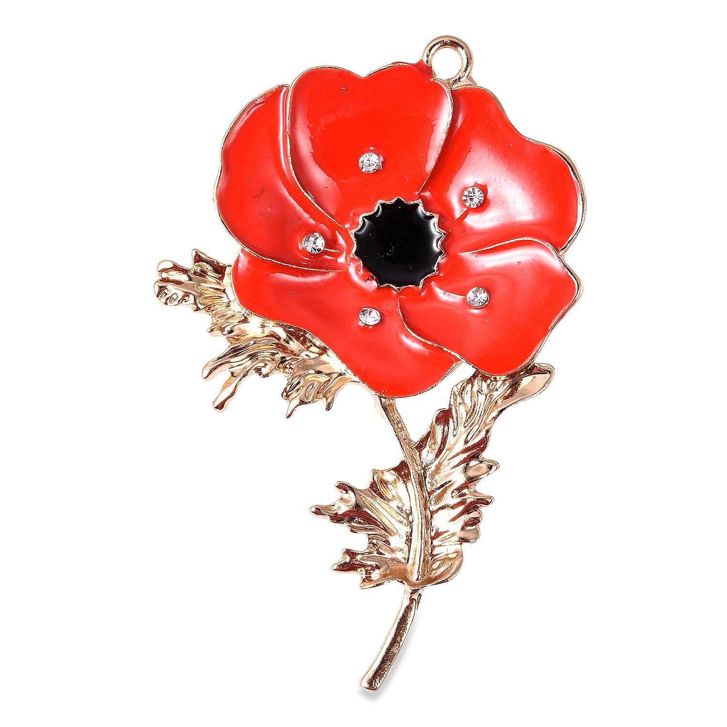 TJC  Design - White Austrian Crystal Enamelled  2-in-1 Brooch and Pendant with Chain (Size 24) in Gold Tone