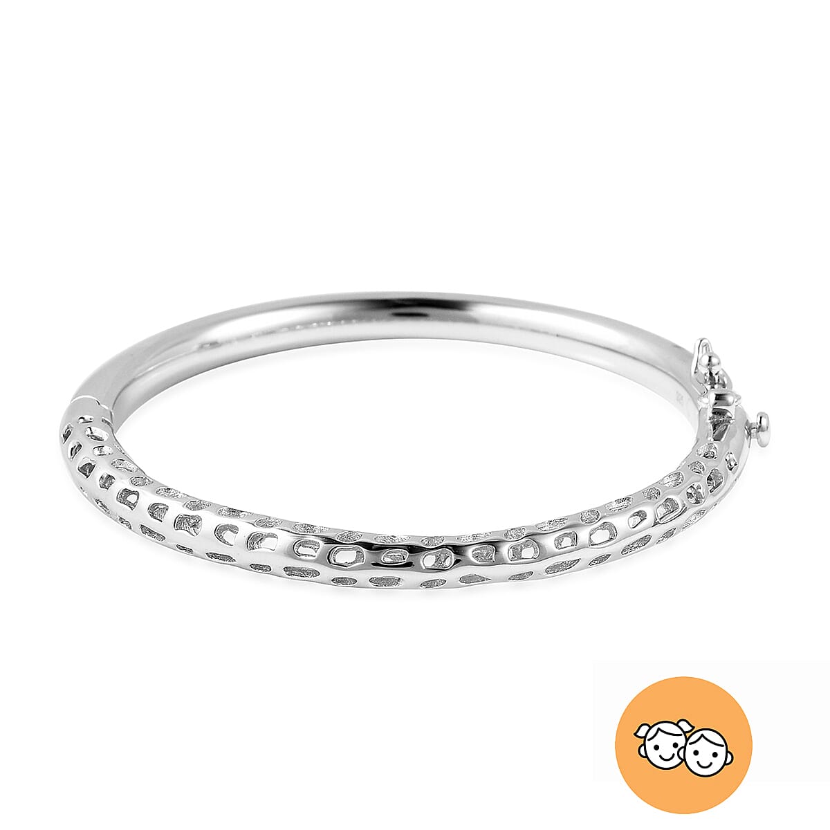 RACHEL GALLEY Rhodium Overlay Sterling Silver Allegro Kids Bangle (Size 4.95), Silver wt 11.95 Gms