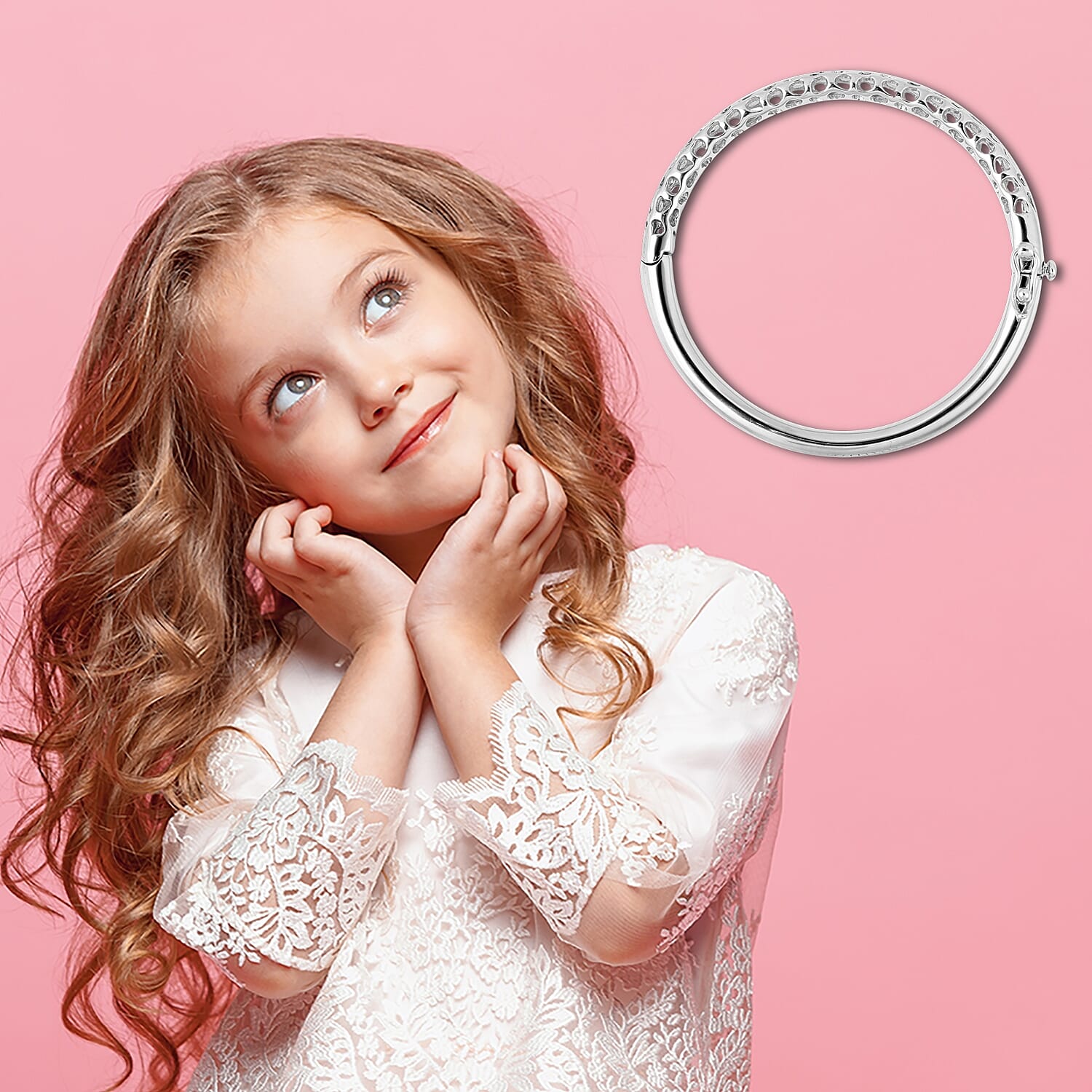 RACHEL GALLEY Rhodium Overlay Sterling Silver Allegro Kids Bangle (Size 4.95), Silver wt 11.95 Gms