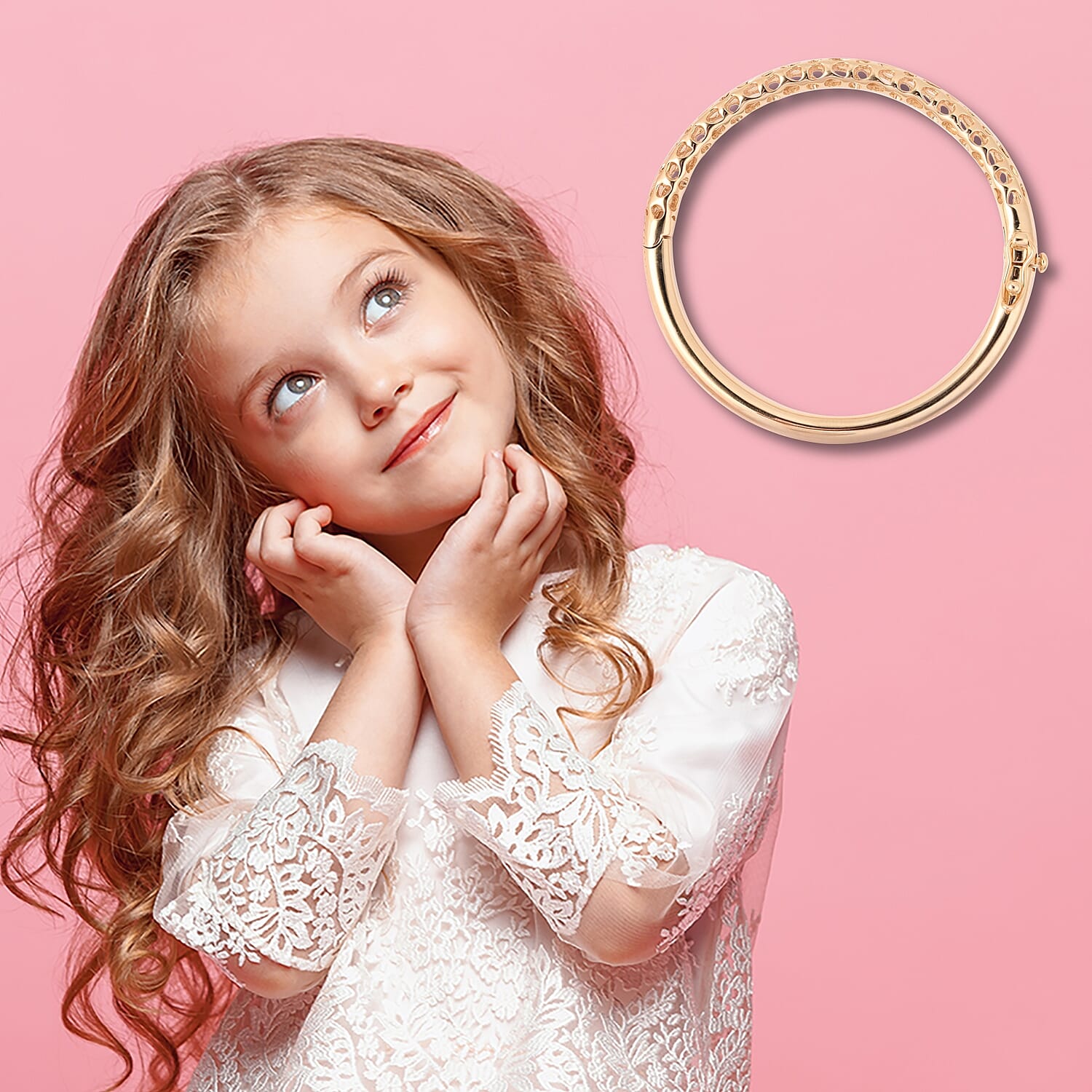 RACHEL GALLEY Yellow Gold Overlay Sterling Silver Allegro Kids Bangle (Size 4.95), Silver wt 11.95 Gms