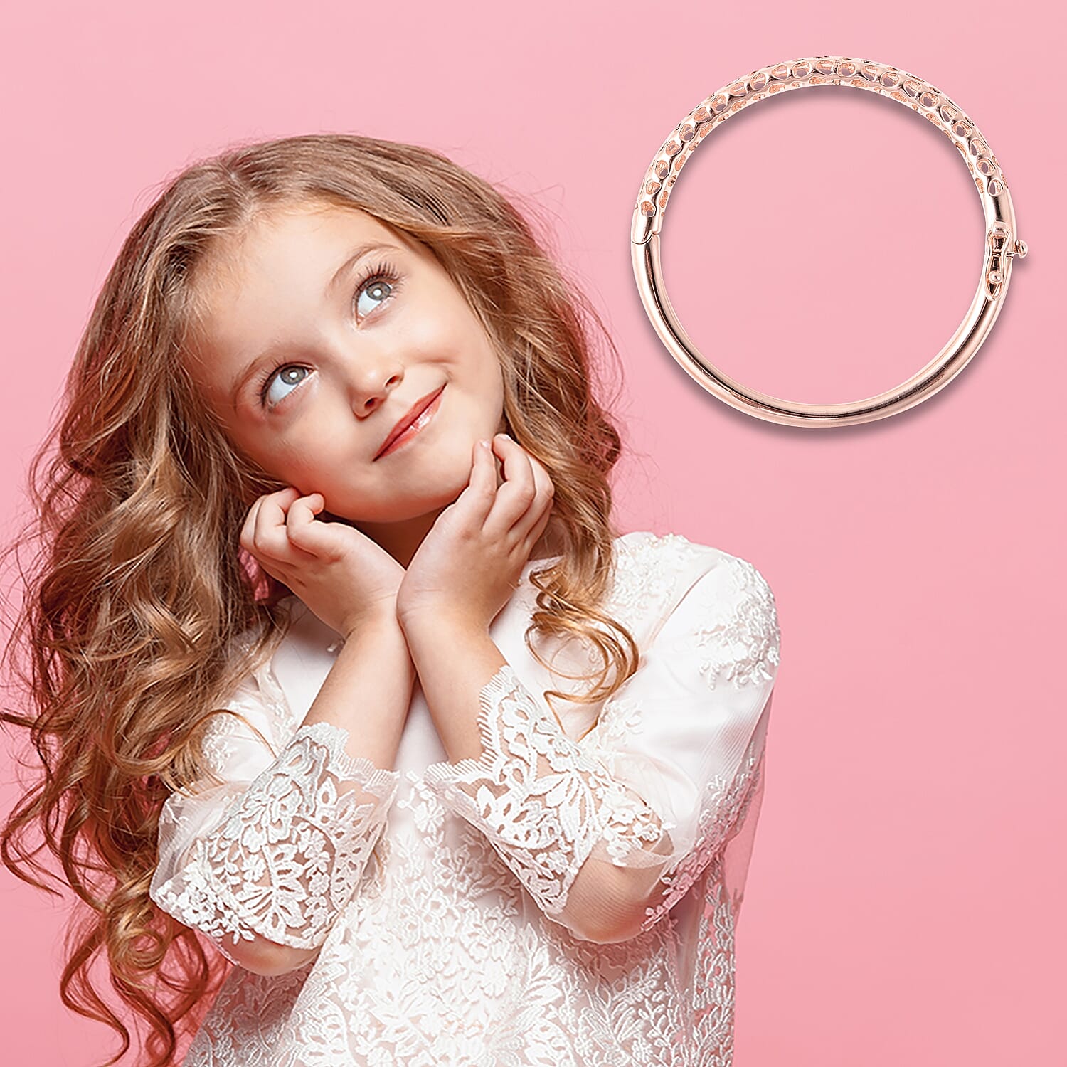 RACHEL GALLEY Rose Gold Overlay Sterling Silver Allegro Kids Bangle (Size 4.95), Silver wt 11.95 Gms