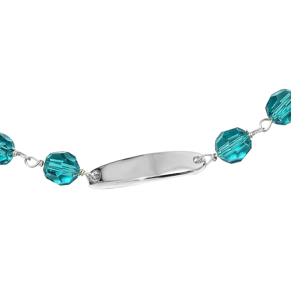 J Francis -  Blue Zircon Crystal Station Bead Bracelet (Size 7 with Extender) with Lobster Lock in Sterling Silver, Silver wt 3.20 Gms