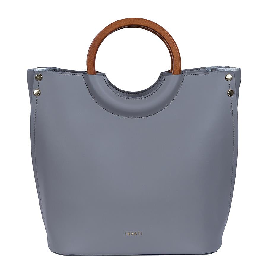 Inyati Viviana Ring Grab Handle Tapered Bag (Size 26x30x16 Cm) - Mid Grey
