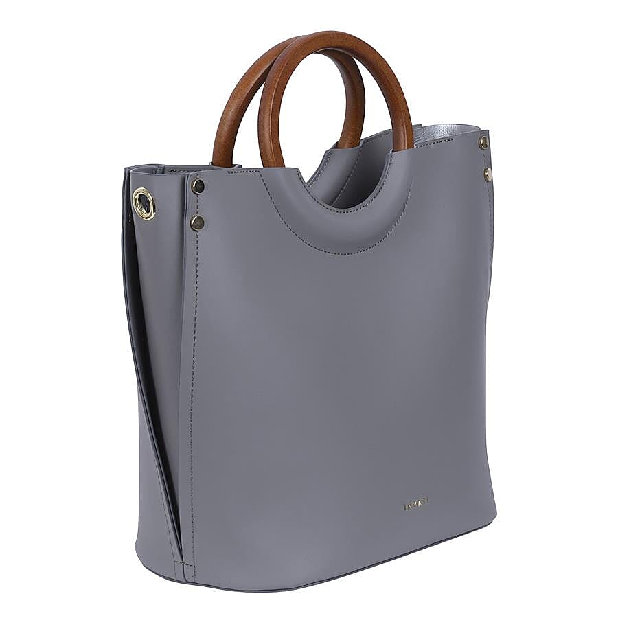 Inyati Viviana Ring Grab Handle Tapered Bag (Size 26x30x16 Cm) - Mid Grey