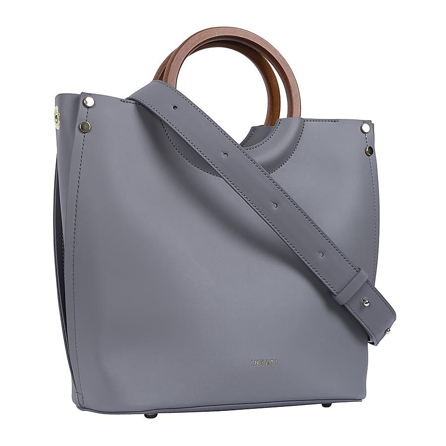 Inyati Viviana Ring Grab Handle Tapered Bag (Size 26x30x16 Cm) - Mid Grey