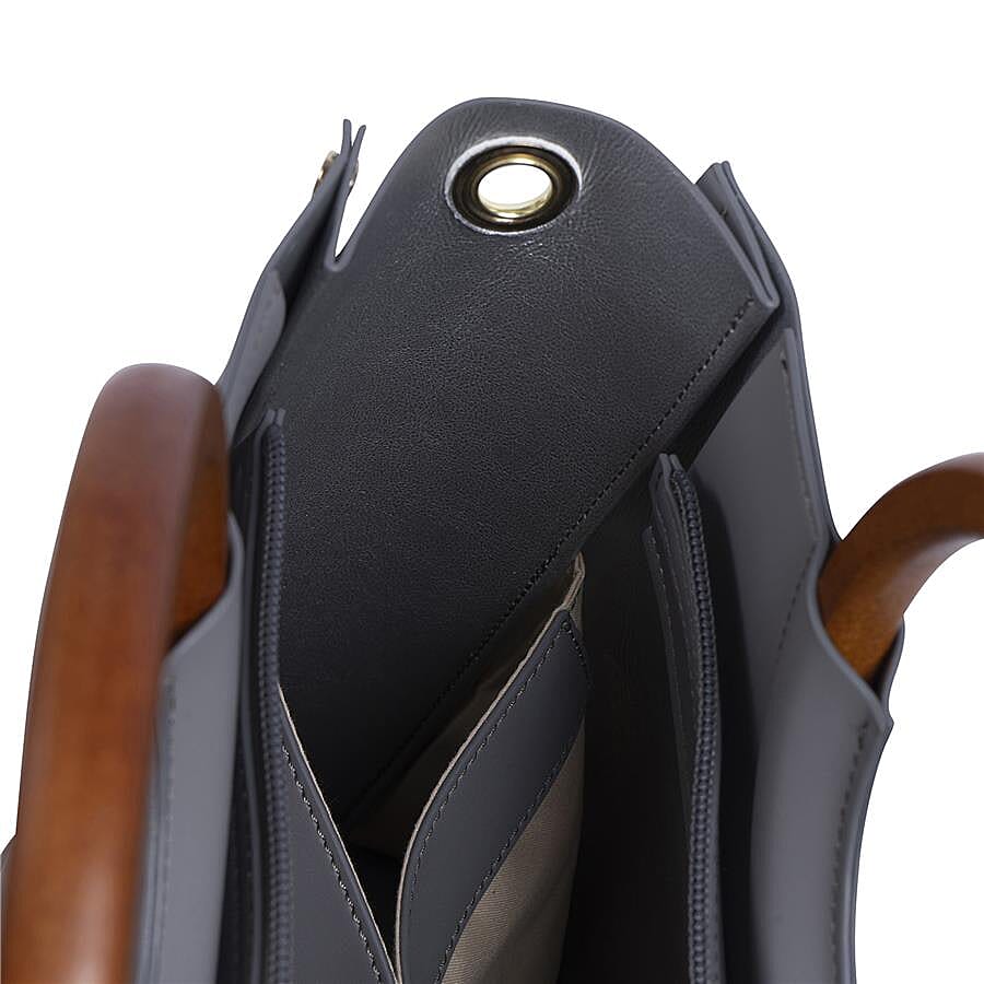 Inyati Viviana Ring Grab Handle Tapered Bag (Size 26x30x16 Cm) - Mid Grey