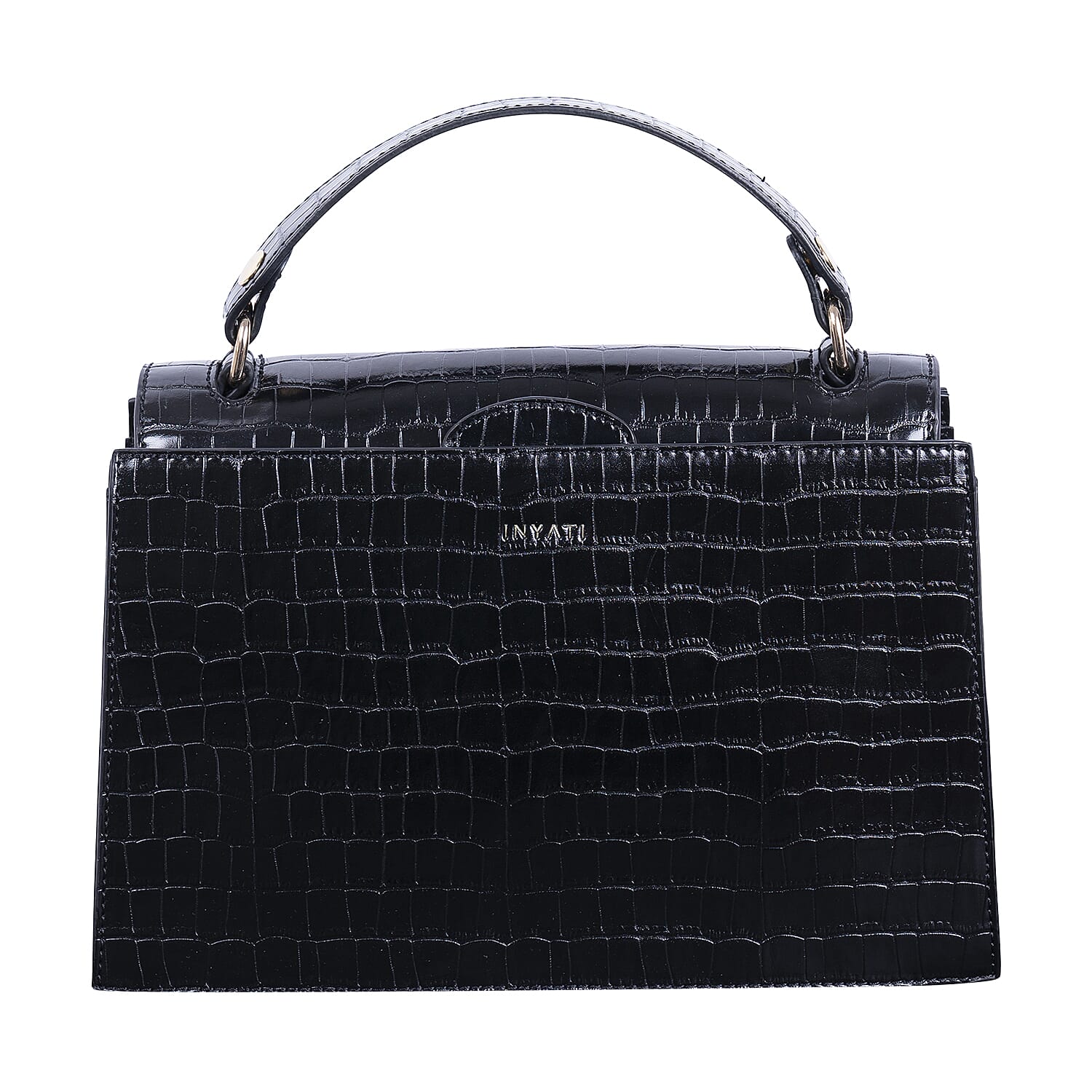 Inyati Olivia Handbag with Removable Faux Fur Handle (Size 20x24x11 Cm) - Black