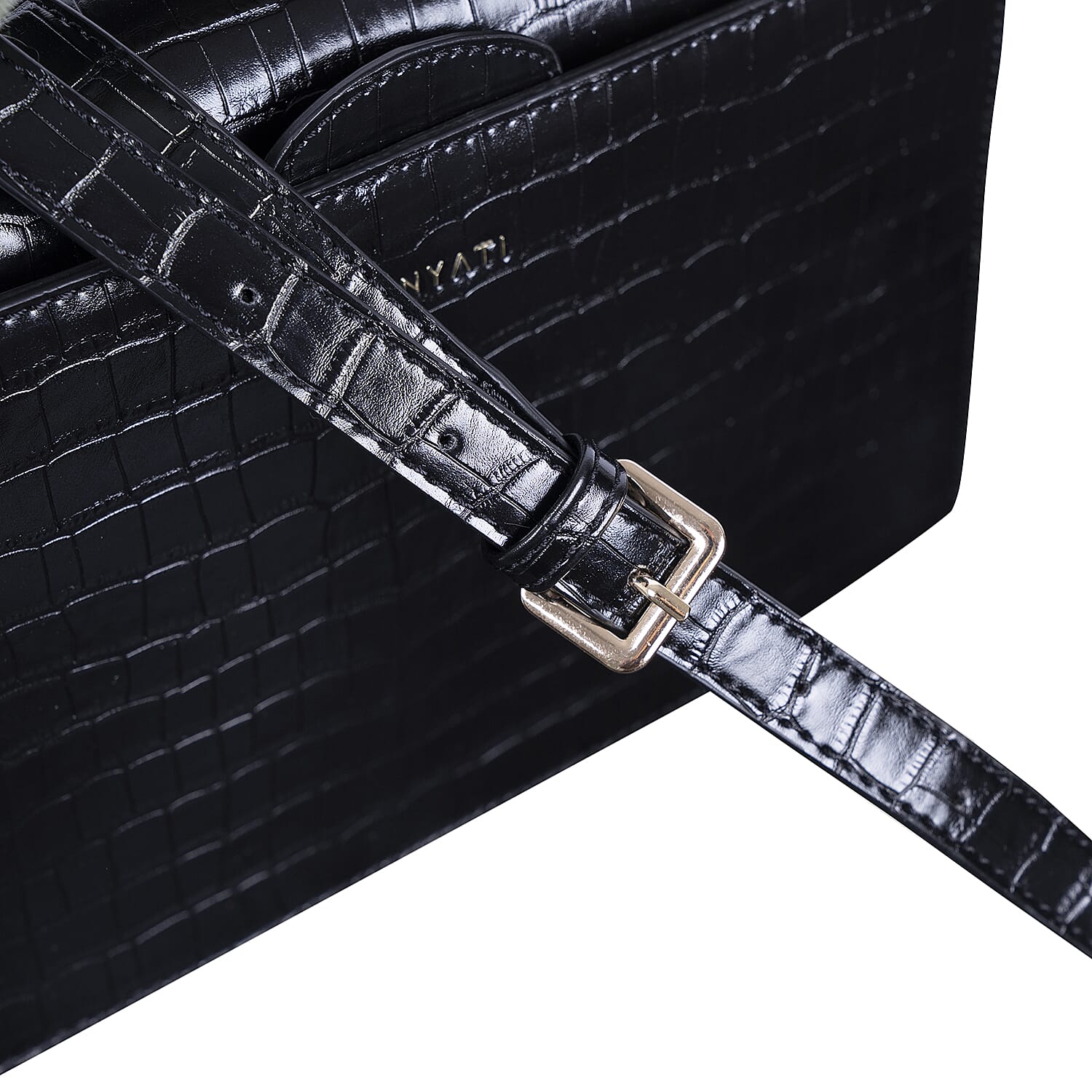 Inyati Olivia Handbag with Removable Faux Fur Handle (Size 20x24x11 Cm) - Black