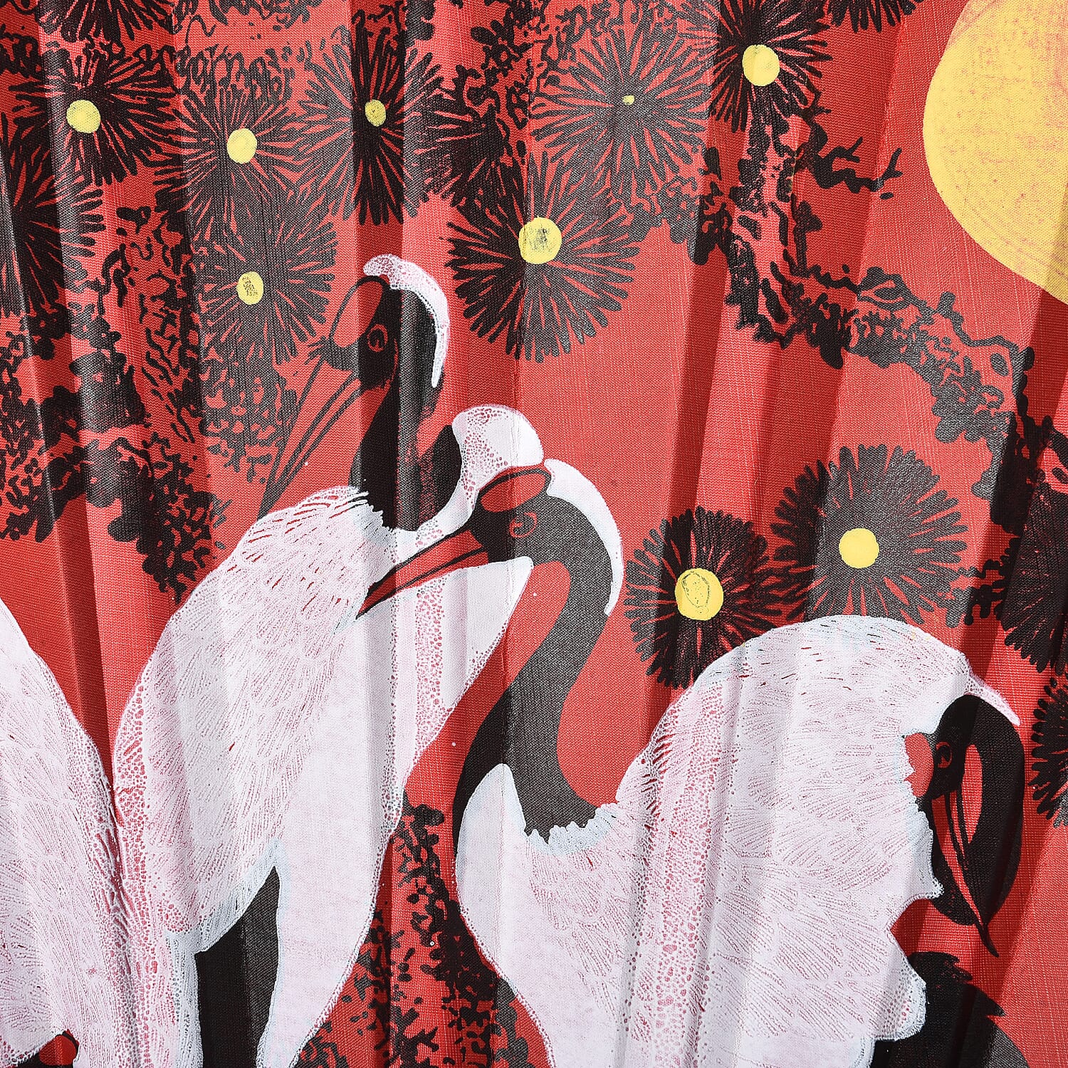 Decorative Red Bamboo & Cranes Pattern Japanese Style Folding Fan 160 Cm