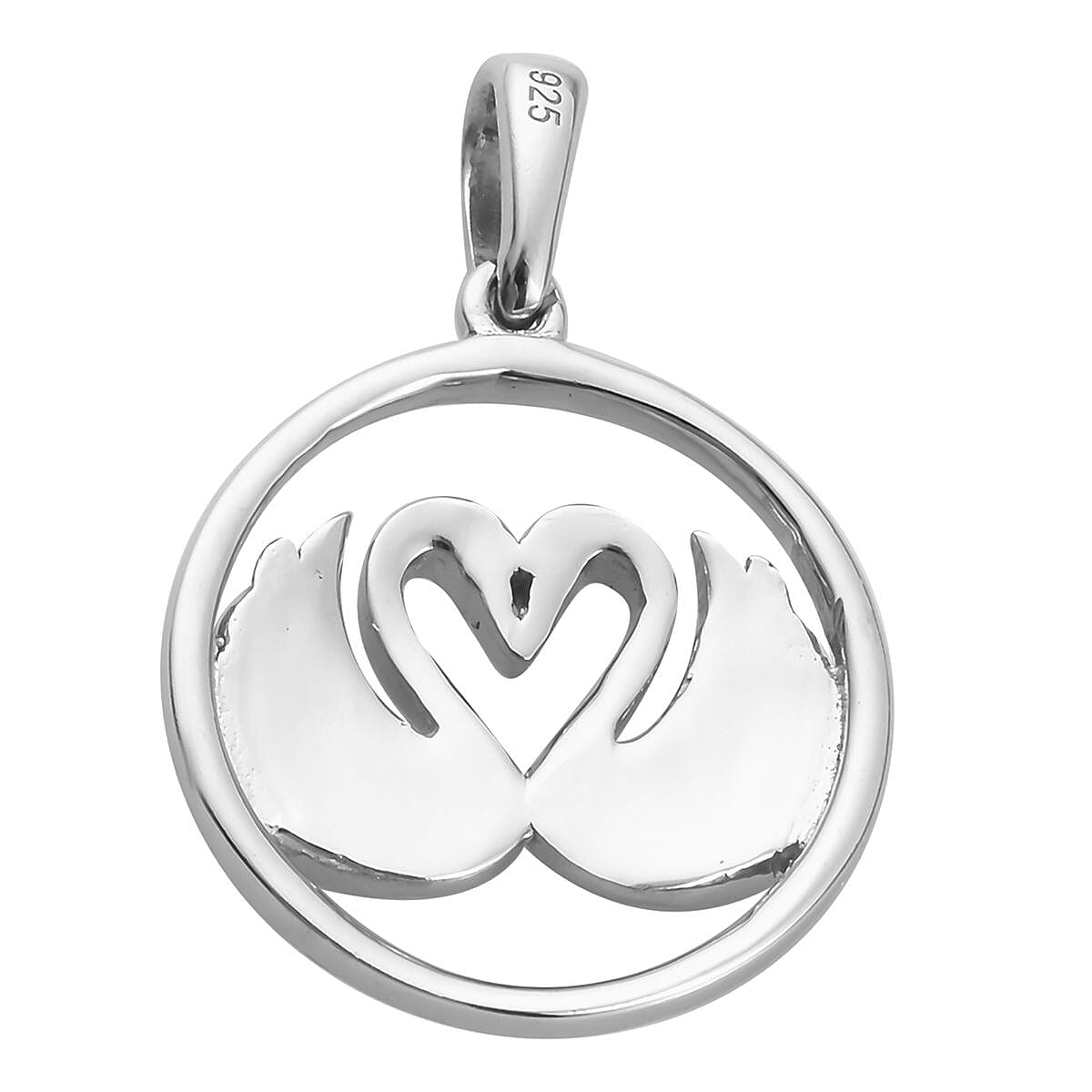 Platinum and Yellow Gold Overlay Sterling Silver Swan Couple Pendant