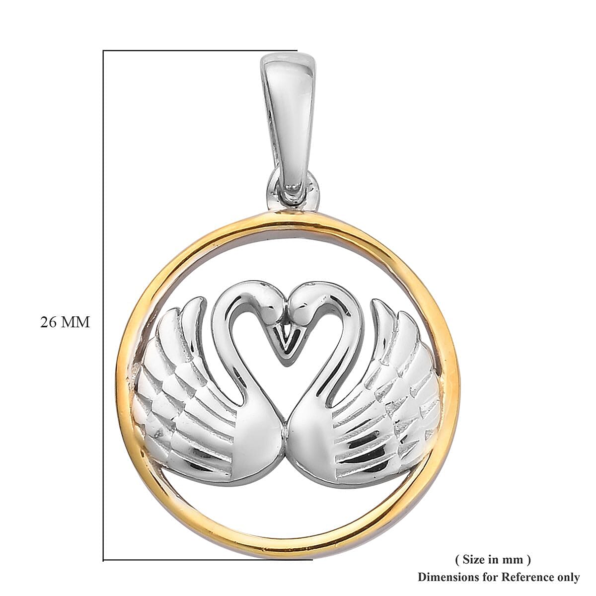 Platinum and Yellow Gold Overlay Sterling Silver Swan Couple Pendant