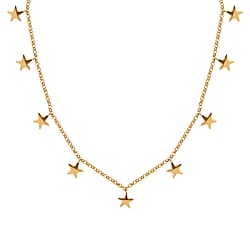 Platinum Overlay Sterling Silver Star Station Necklace (Size 18), Silver wt. 6.15 Gms