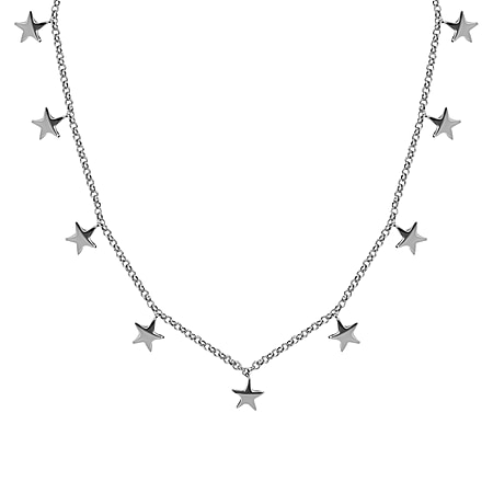 A Starry Sensational Necklace with Star Charms in Platinum Plated Sterling Silver