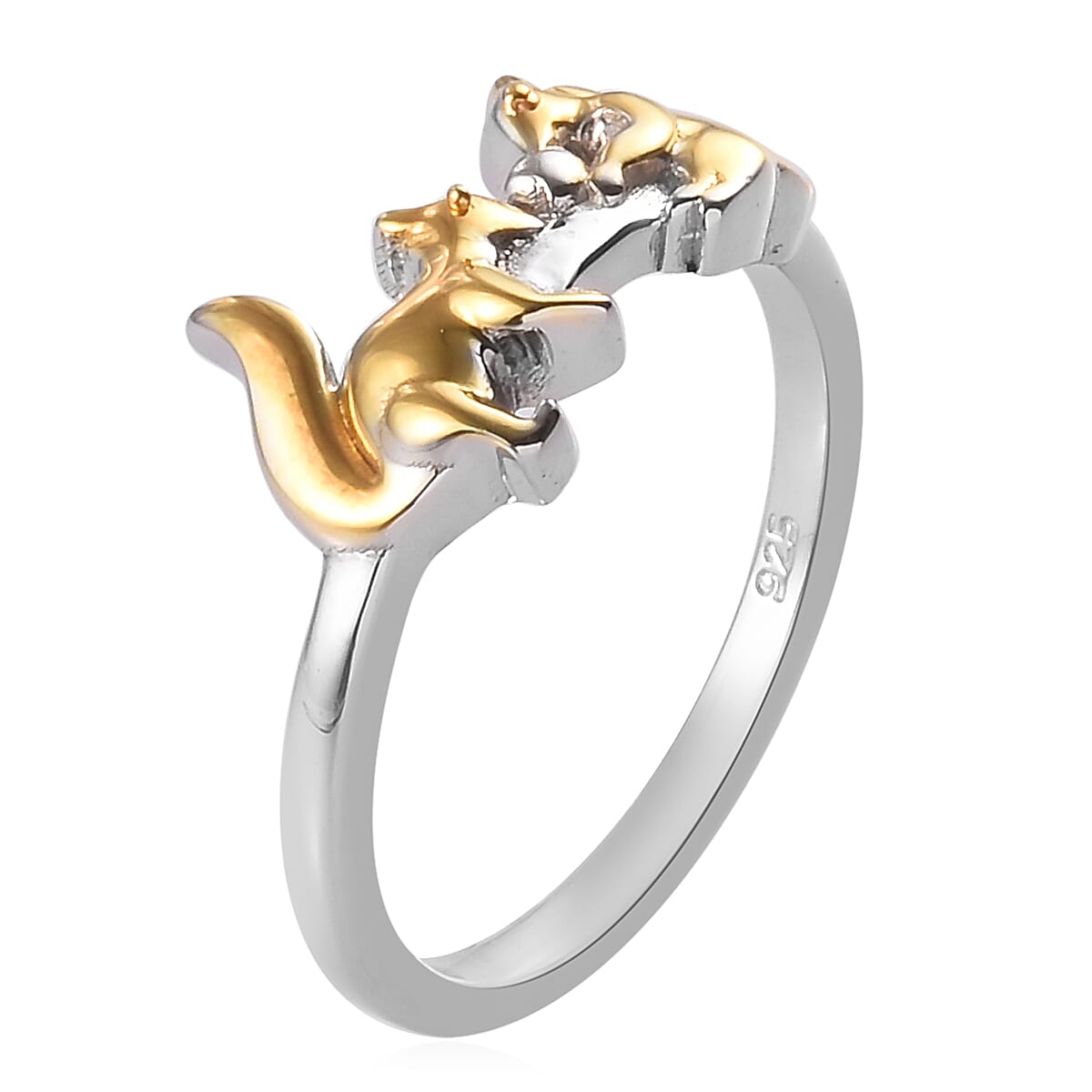 Platinum and Yellow Gold Overlay Sterling Silver Squirrel Ring
