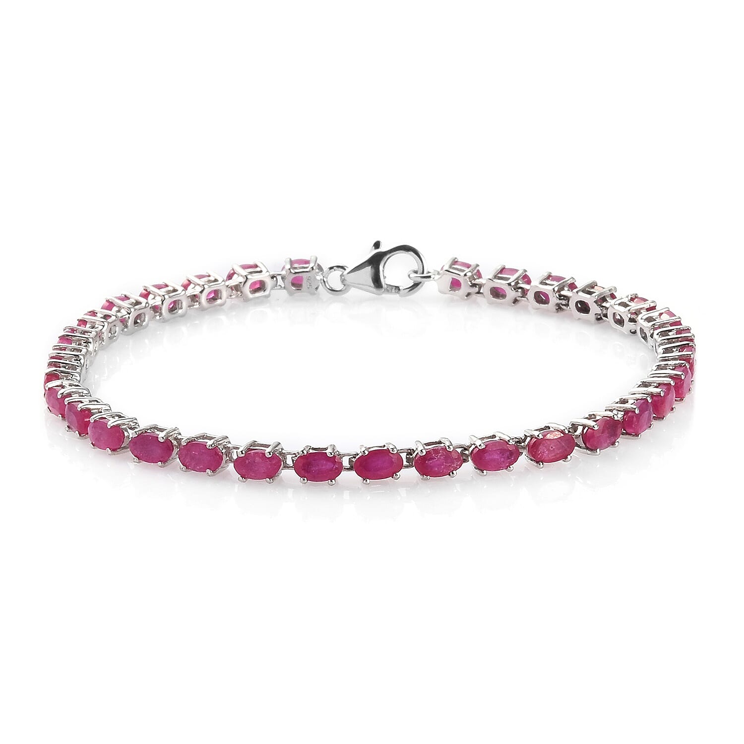 AA African Ruby Bracelet (Size 7.5) in Platinum Overlay Sterling Silver 11.98 Ct, Silver wt 6.50 Gms