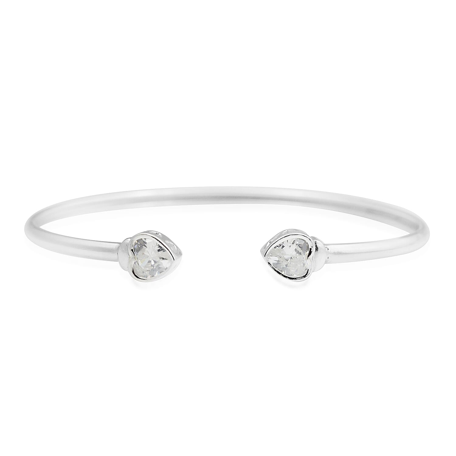 Cubic Zirconia Torque Bangle (Size 6.5) in Sterling Silver