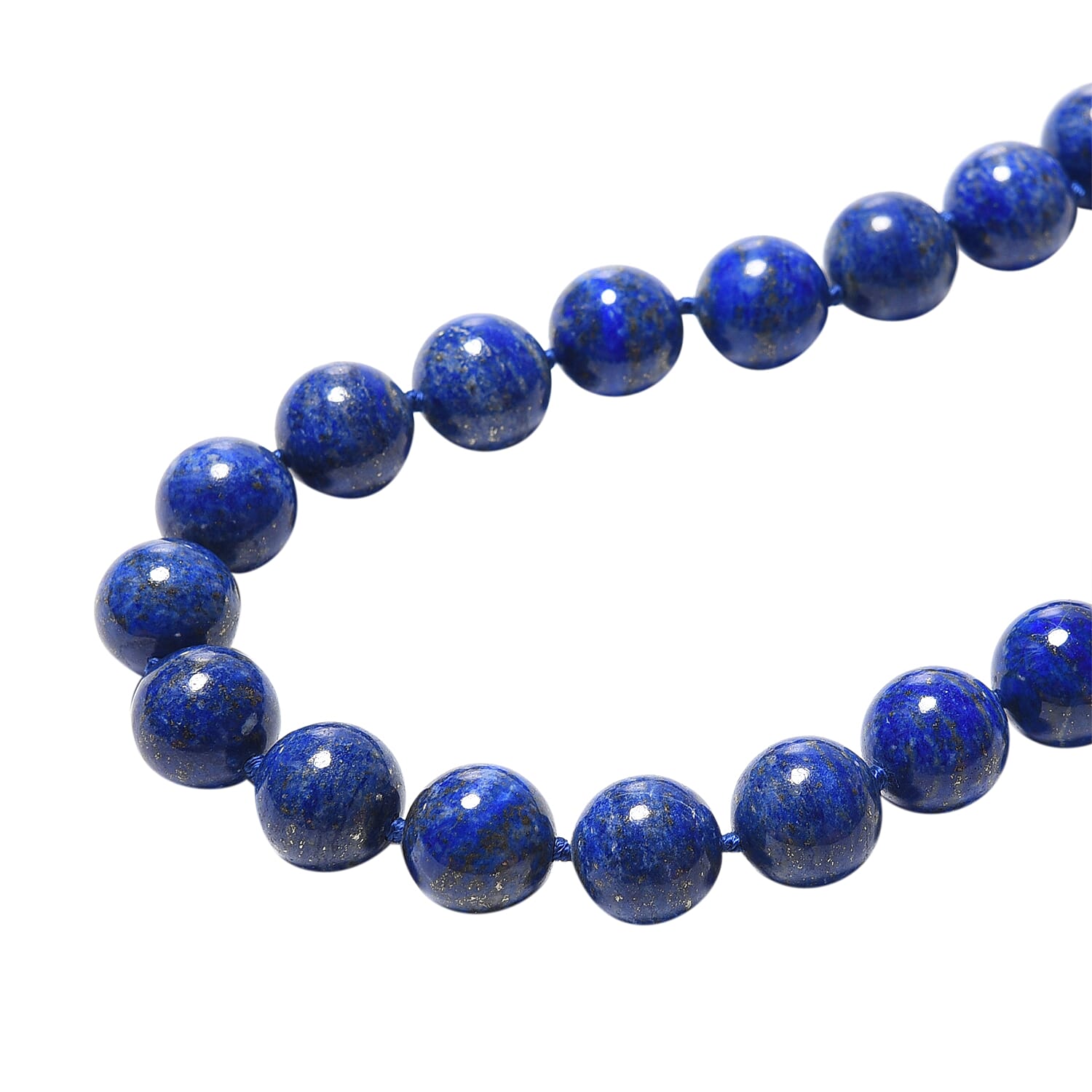 Natural Lapis Lazuli Beads Necklace (Size 20 with 2 inch Extender) in Rhodium Overlay Sterling Silver 850.00 Ct.