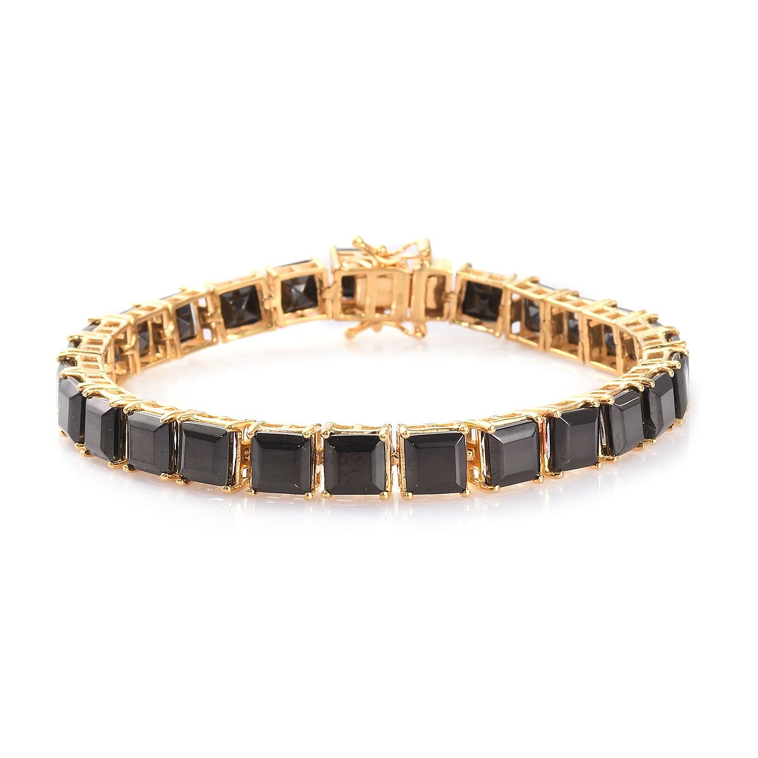 Elite Shungite Bracelet (Size 7.5) in 14K Gold Overlay Sterling Silver 18.00 Ct, Silver wt 14.00 Gms