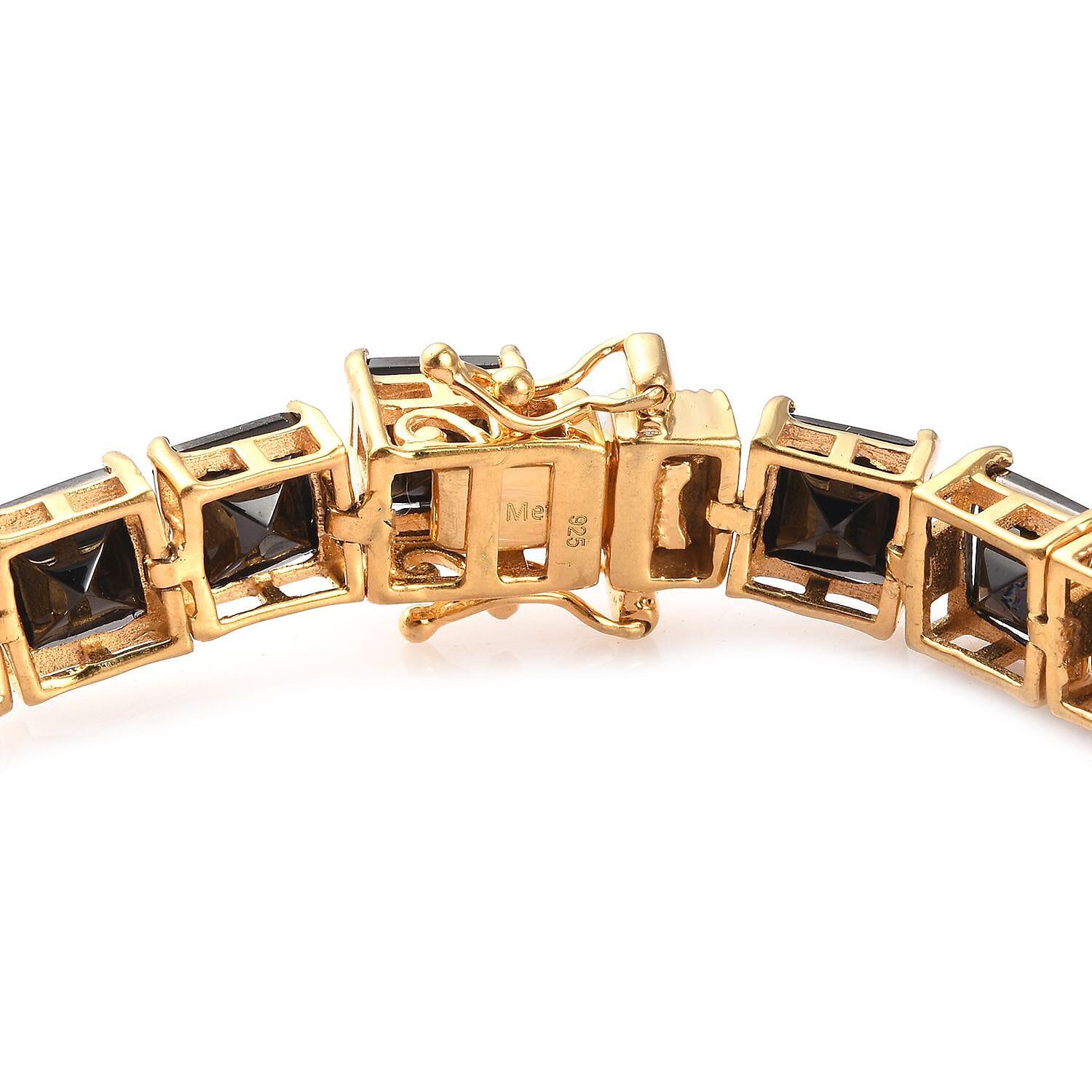 Elite Shungite Bracelet (Size 7.5) in 14K Gold Overlay Sterling Silver 18.00 Ct, Silver wt 14.00 Gms