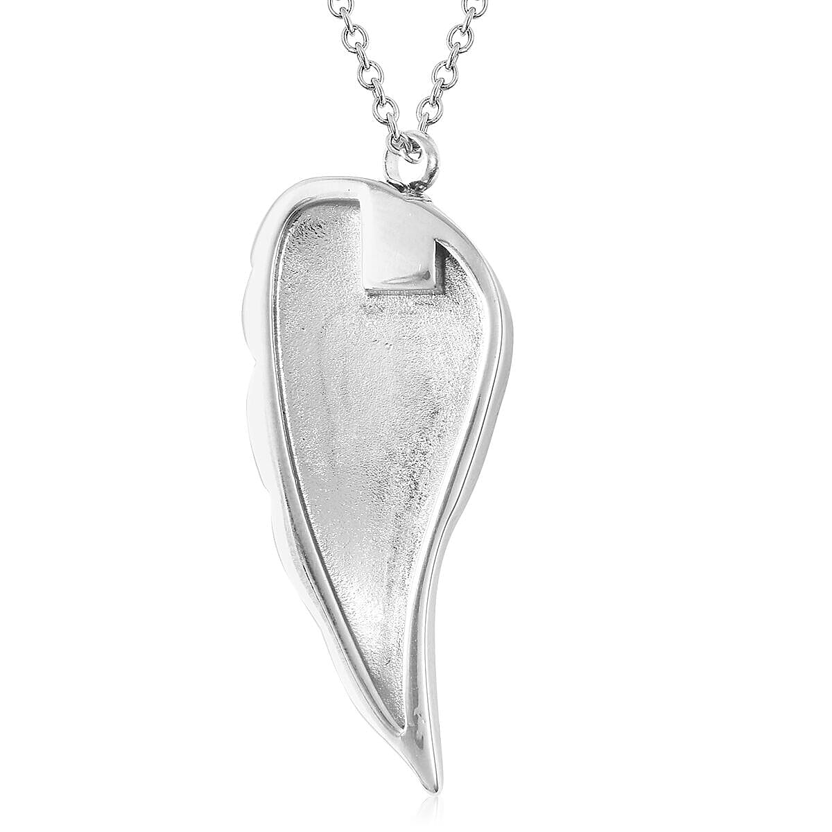 2 Piece Set - Angel Wing Memorial Pendant with Chain (Size 20) and Funnel with Needle in Stainless Steel