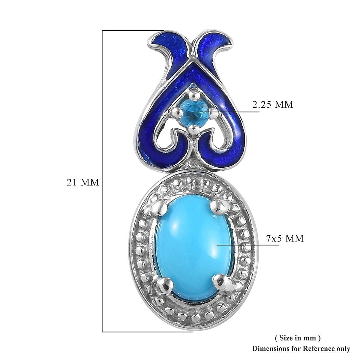 GP Arizona Sleeping Beauty Turquoise, Neon Apatite and Blue Sapphire Enamelled Earrings (with Push Back) in Platinum Overlay Sterling Silver 1.61 Ct.