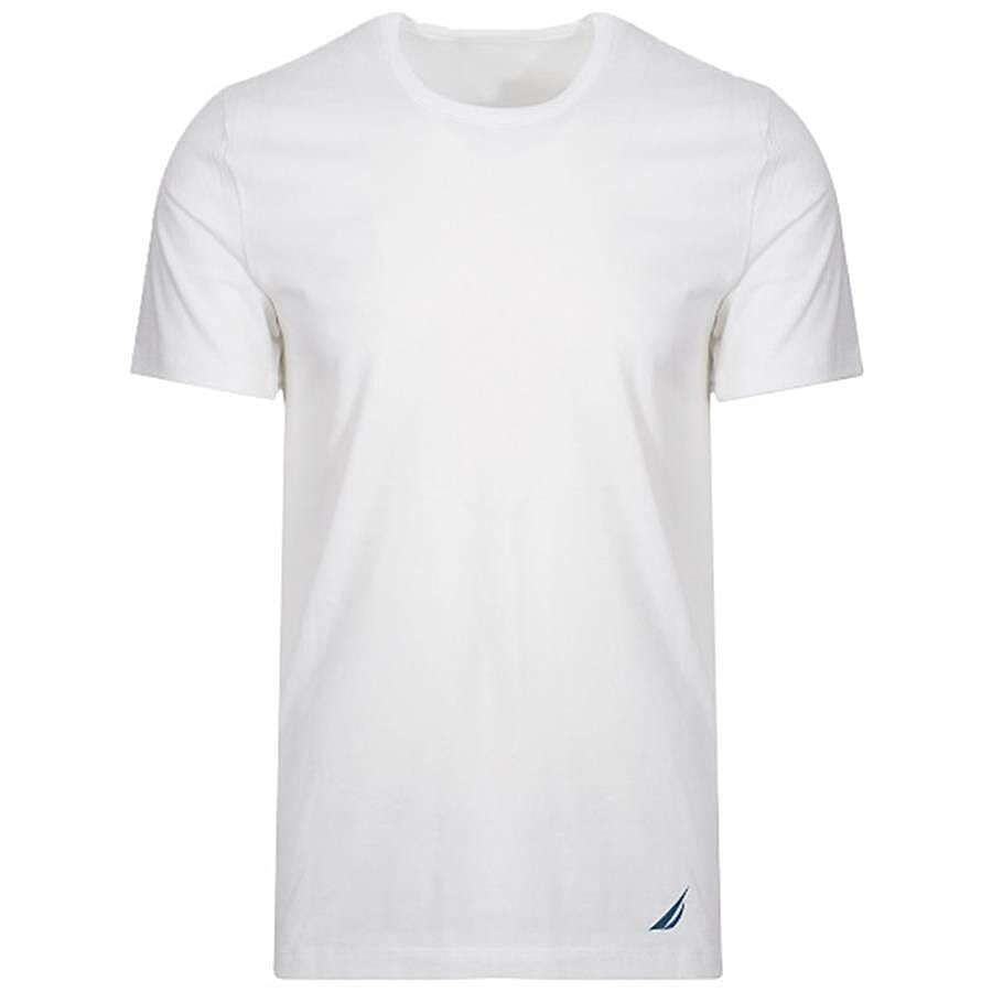 Pack of 4 Nautica Mens 100% Cotton Crew-Neck White T-Shirt