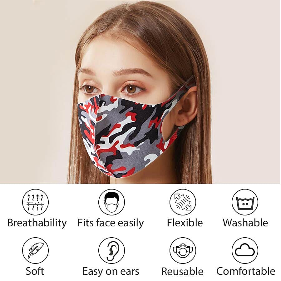 Reusable Washable Face-Mask - Red and Grey