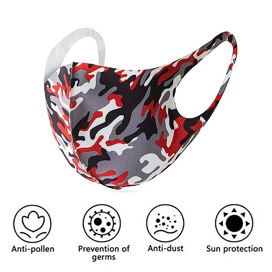 Reusable Washable Face-Mask - Red and Grey