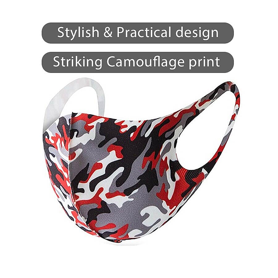 Reusable Washable Face-Mask - Red and Grey