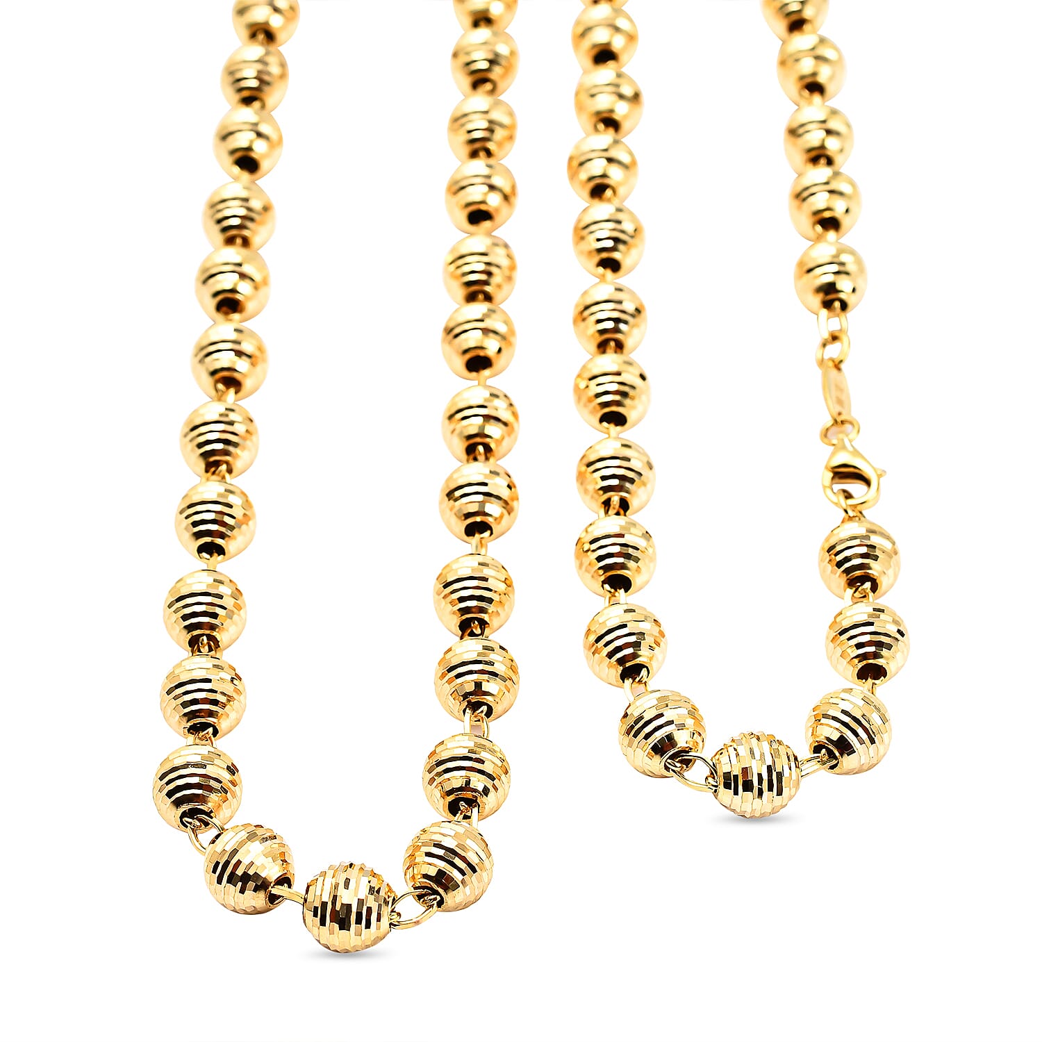 Diamond Cut Ball Bead Chain in 9K Yellow Gold 15.60 Grams 22 Inch