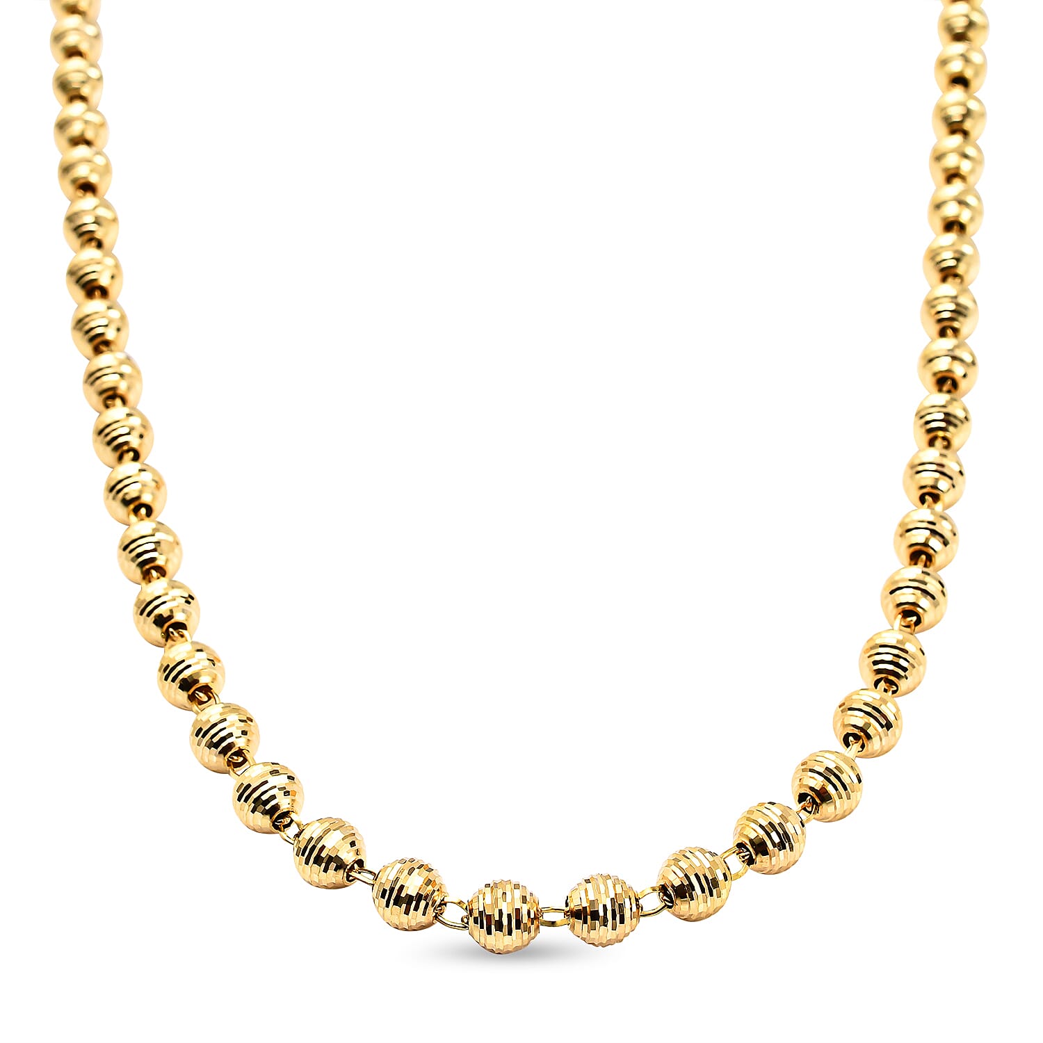 Hatton Garden Close Out Deal- 9K Yellow Gold Diamond Cut Ball Bead Necklace (Size 22) with Lobster Clasp, Gold Wt 15.60 Gms