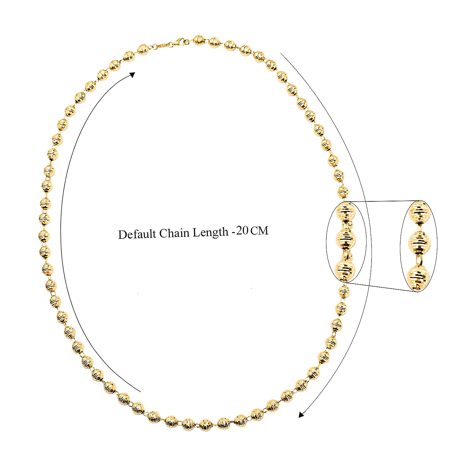 Hatton Garden Close Out Deal- 9K Yellow Gold Diamond Cut Ball Bead Necklace (Size 22) with Lobster Clasp, Gold Wt 15.60 Gms