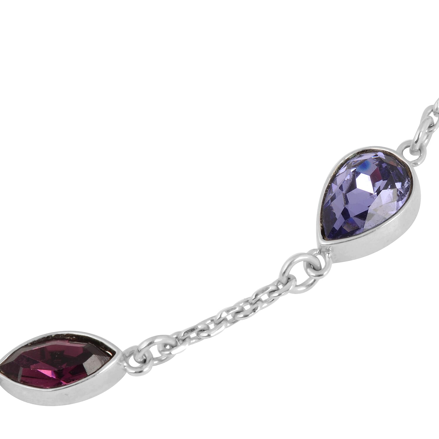 Designer Close Out-  Crystal Tanzanite, Amethyst and Montana Necklace (Size 18 with 2 Inch Extender)