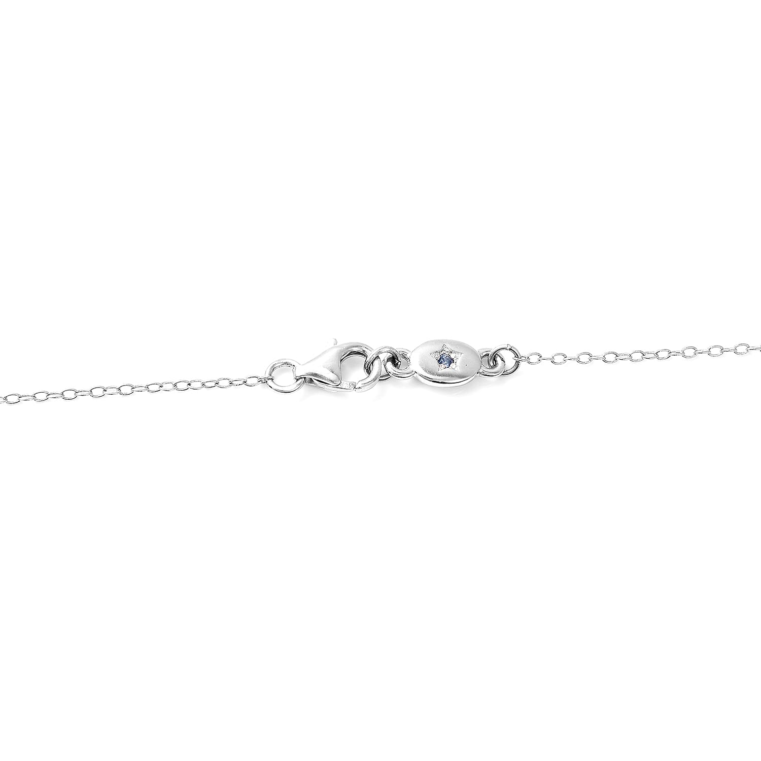 GP - White Edison Pearl, Diamond and Blue Sapphire Adjustable Lariat Necklace (Size 24) in Rhodium Overlay Sterling Silver