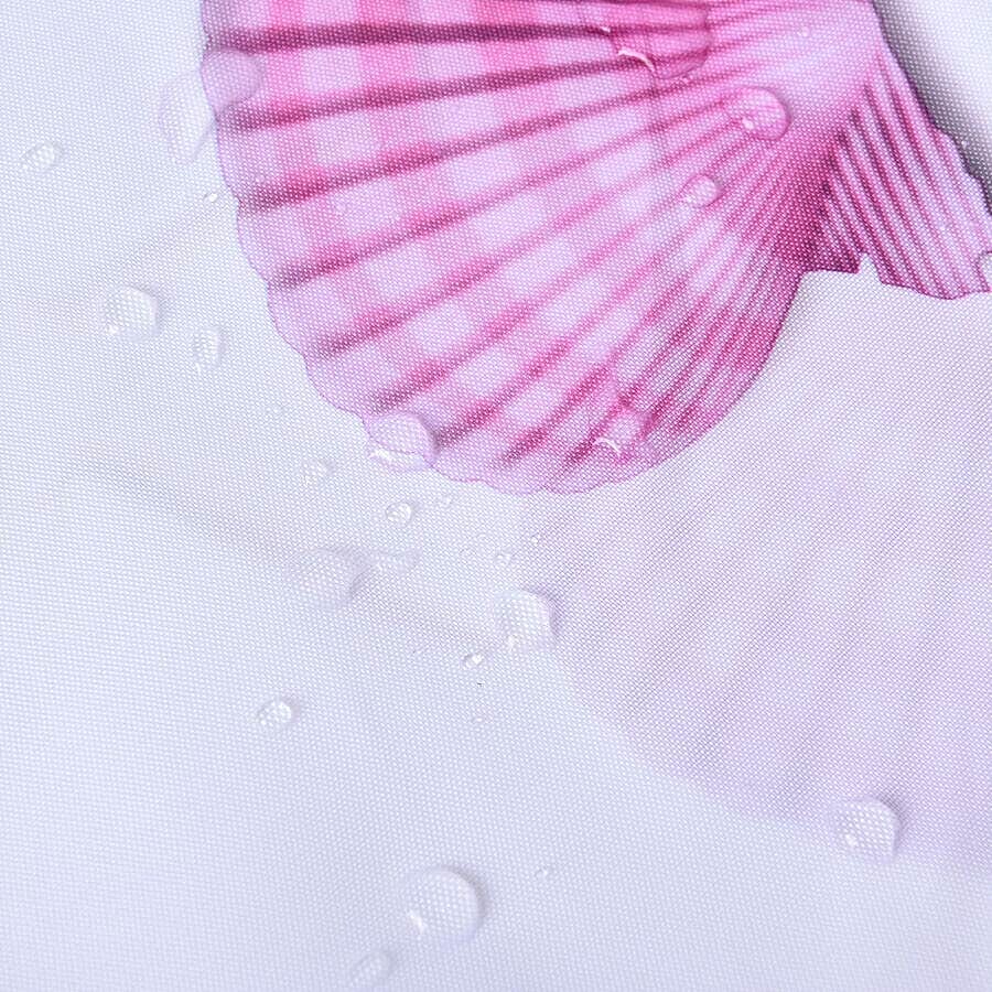 Sea-inspired Printed Waterproof Shower Curtains (Size 180x180cm) with 12 Hooks - White