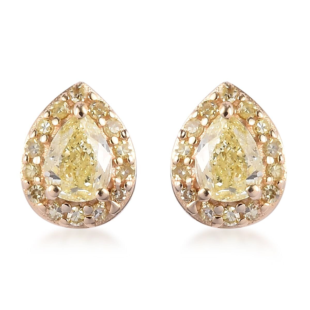Natural Yellow Diamond Pear Stud Earrings (with Push Back) in 9K Yellow Gold 0.52  Ct.