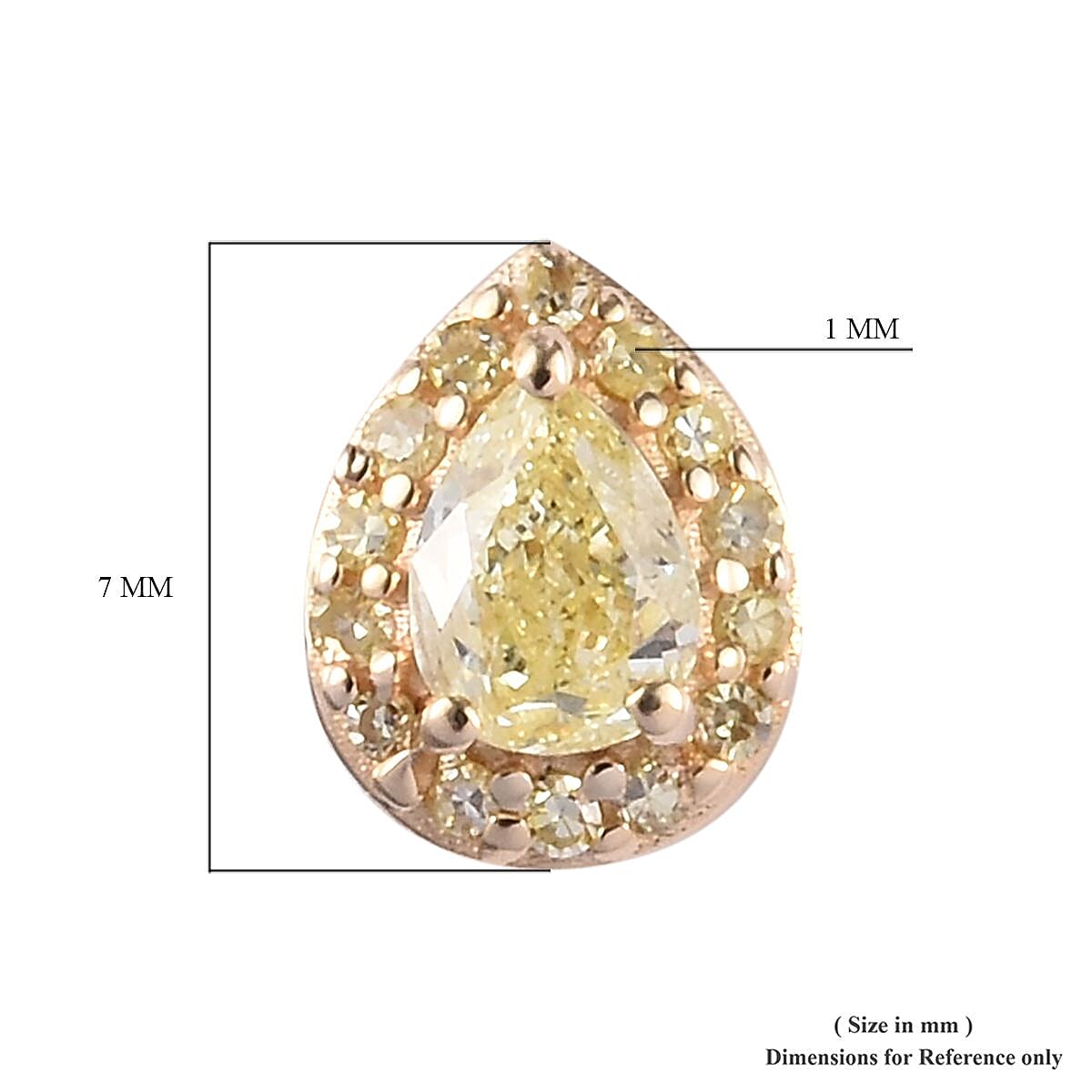 Natural Yellow Diamond Pear Stud Earrings (with Push Back) in 9K Yellow Gold 0.52  Ct.