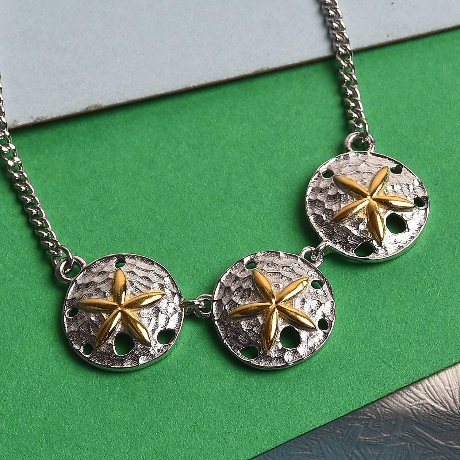 Platinum and Yellow Gold Overlay Sterling Silver Starfish Necklace (Size 18), Silver wt. 6.60 Gms