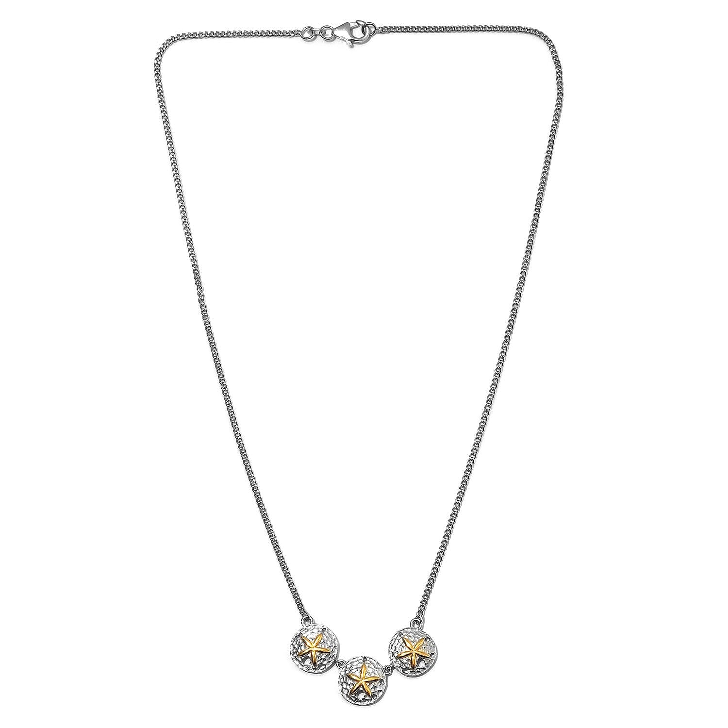 Platinum and Yellow Gold Overlay Sterling Silver Starfish Necklace (Size 18), Silver wt. 6.60 Gms