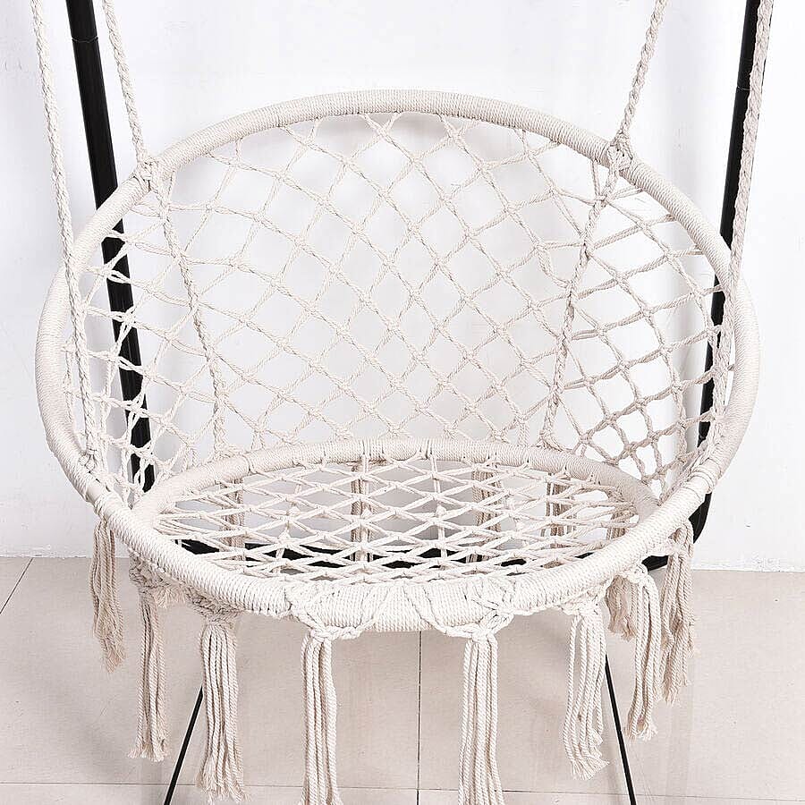 Foldable Leisure Swing Chair (Size 80x80x90cm) - Black and White