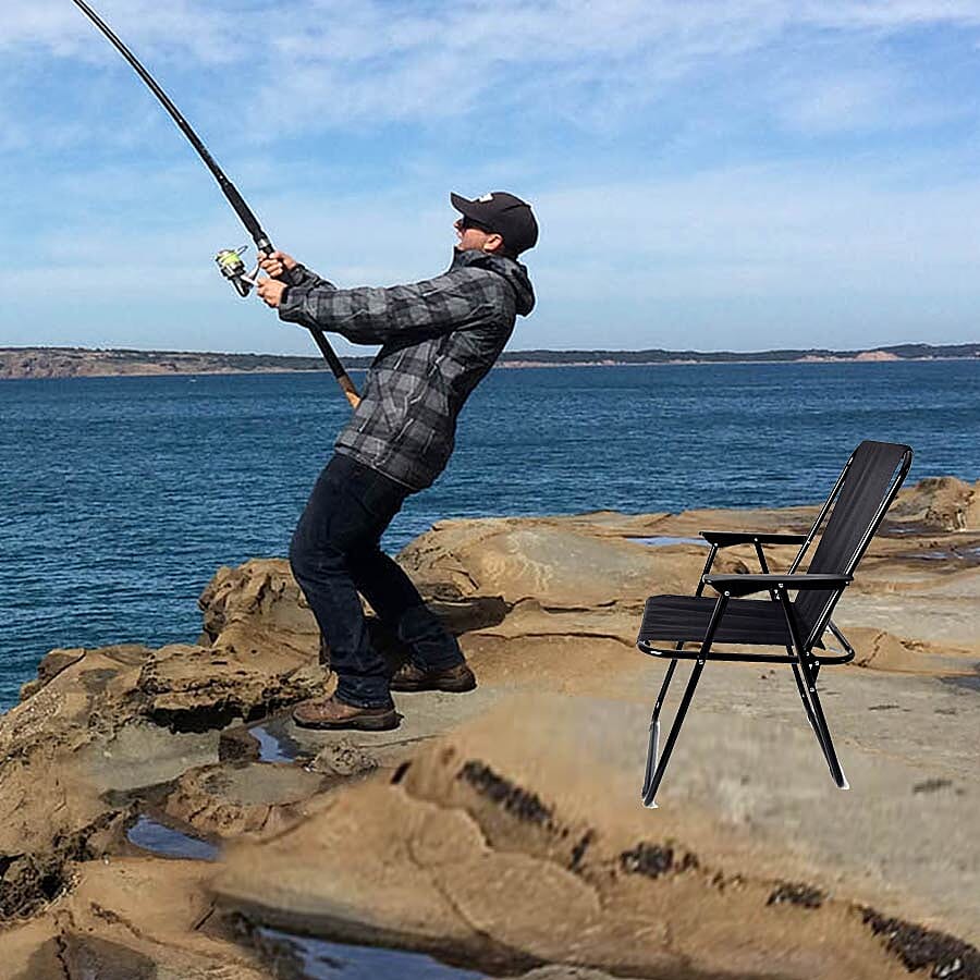 Picnic Portable and Folding Chair (Size 52x44x75cm) - Black