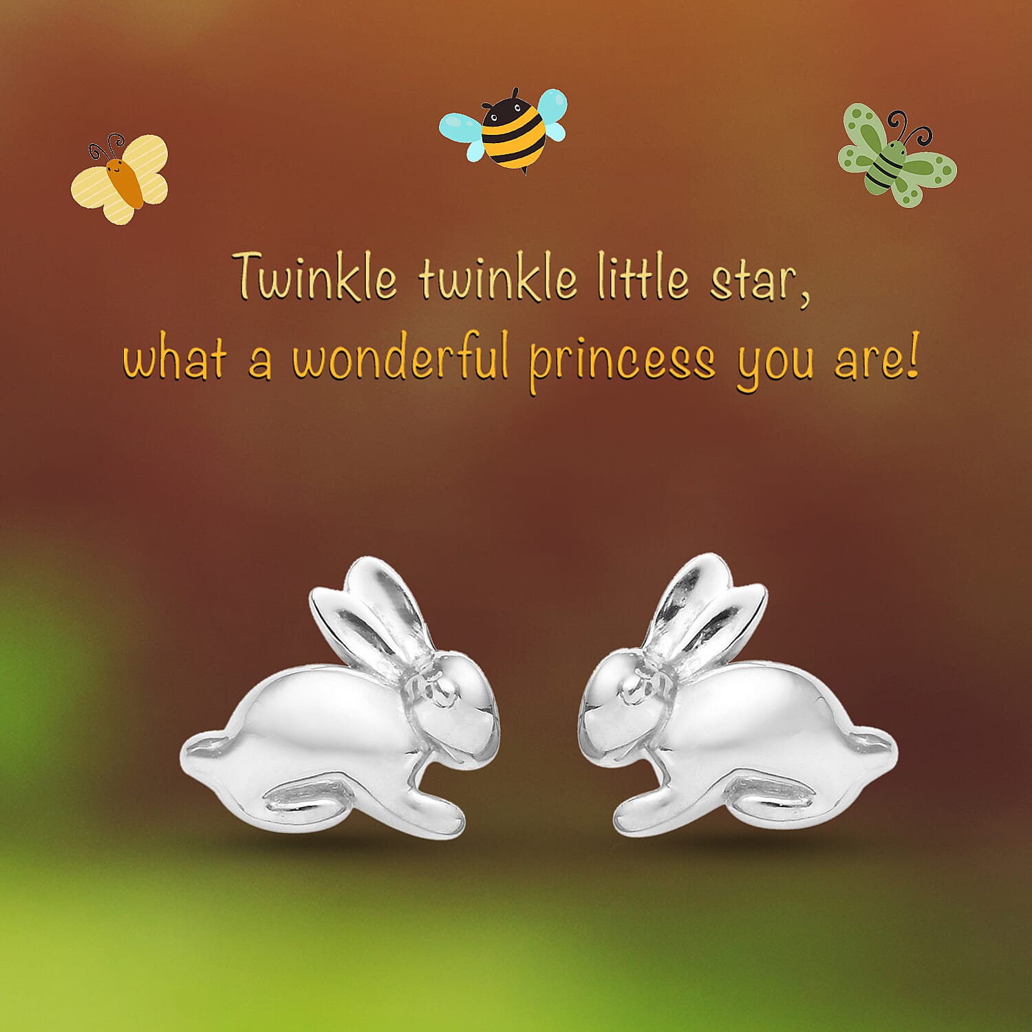 Bunny Stud Earrings for Kids in Sterling Silver
