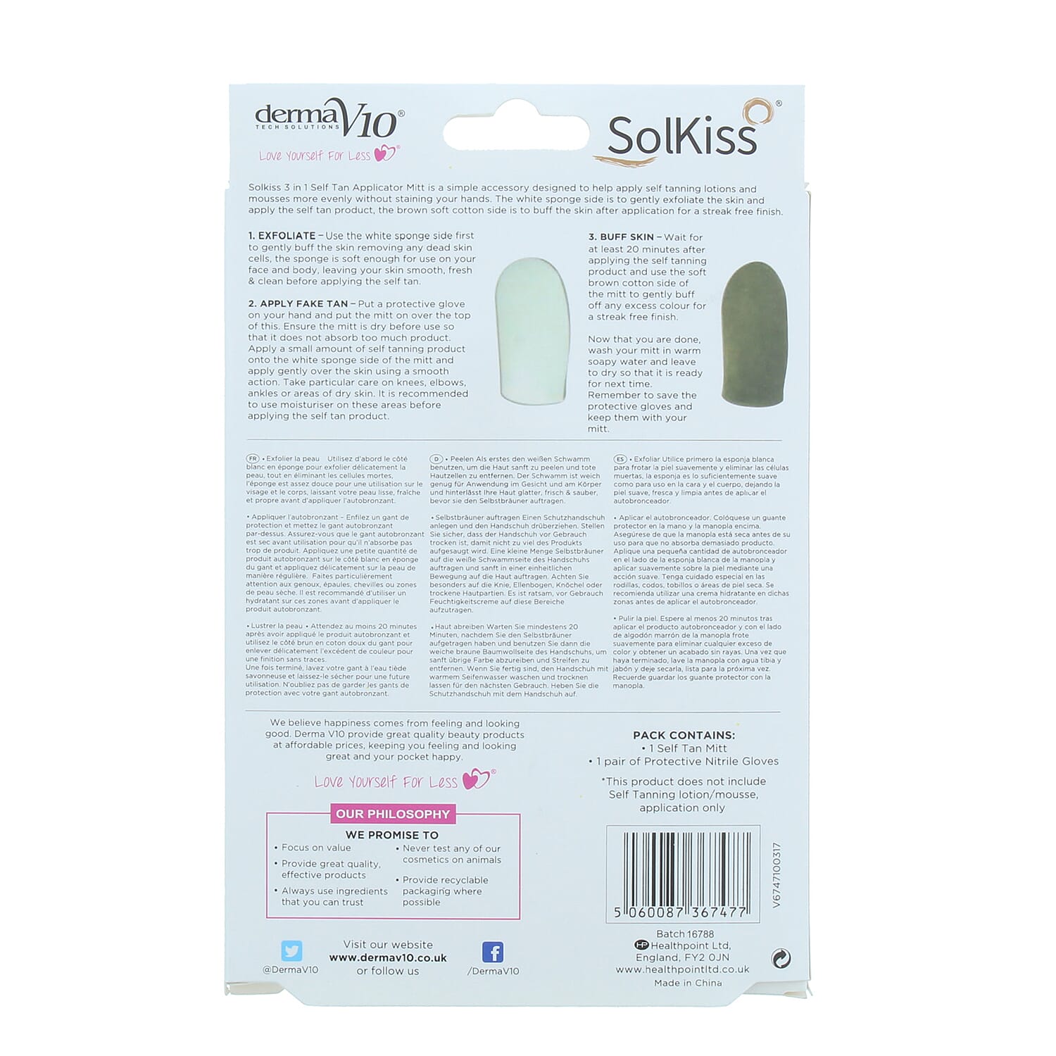 Derma: V10 Self Tanning Mitt