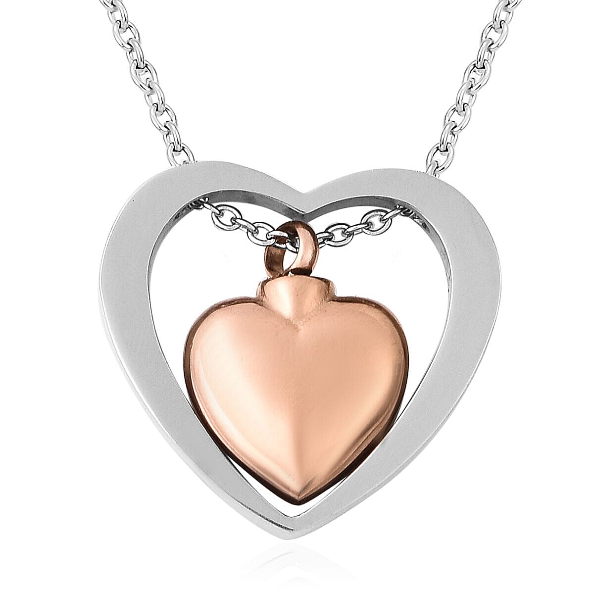 2 Piece Set - Memorial Heart Necklace (Size 20) and Funnel with Needle in Dual Tone
