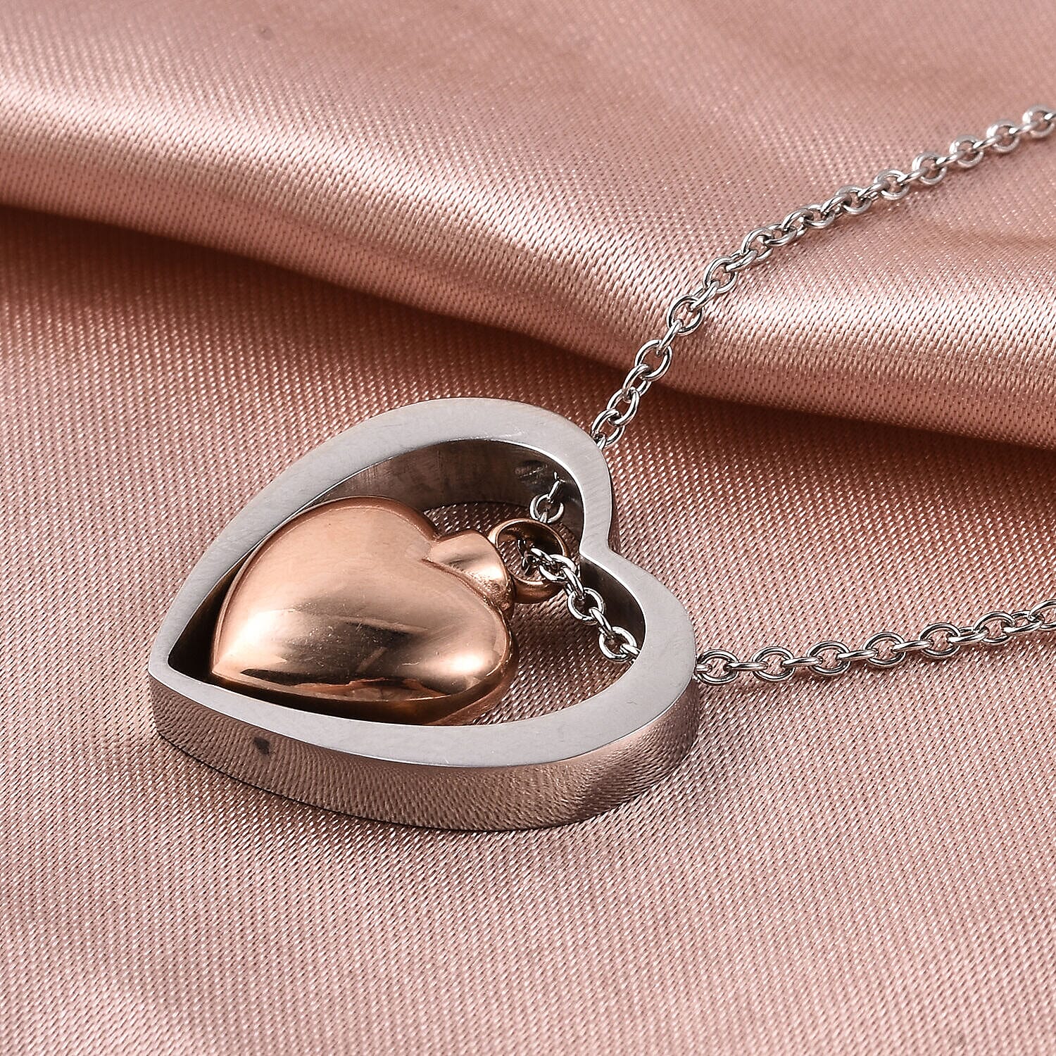 2 Piece Set - Memorial Heart Necklace (Size 20) and Funnel with Needle in Dual Tone