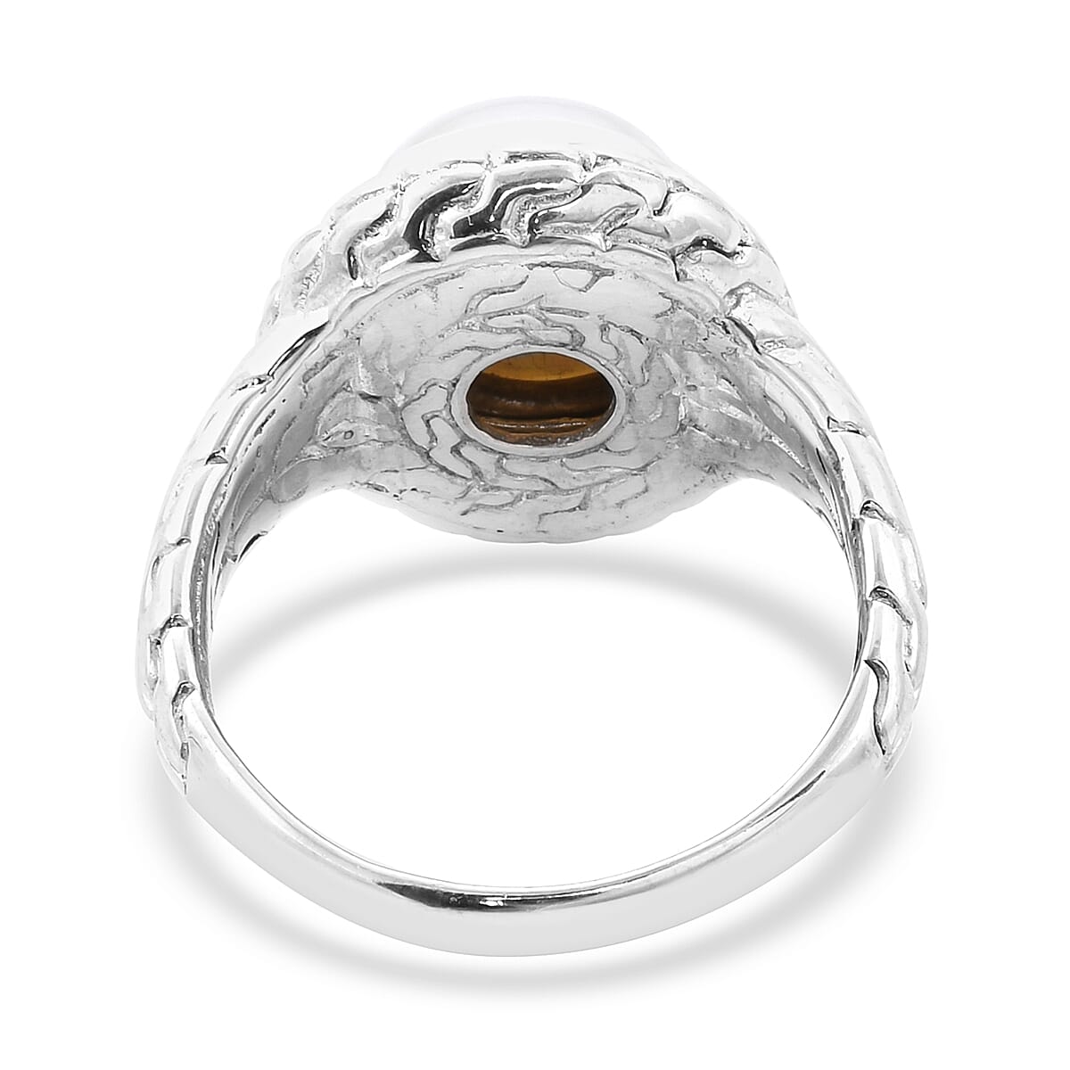Royal Bali Collection - White Mabe Pearl Ring in Sterling Silver, Silver wt 8.25 Gms