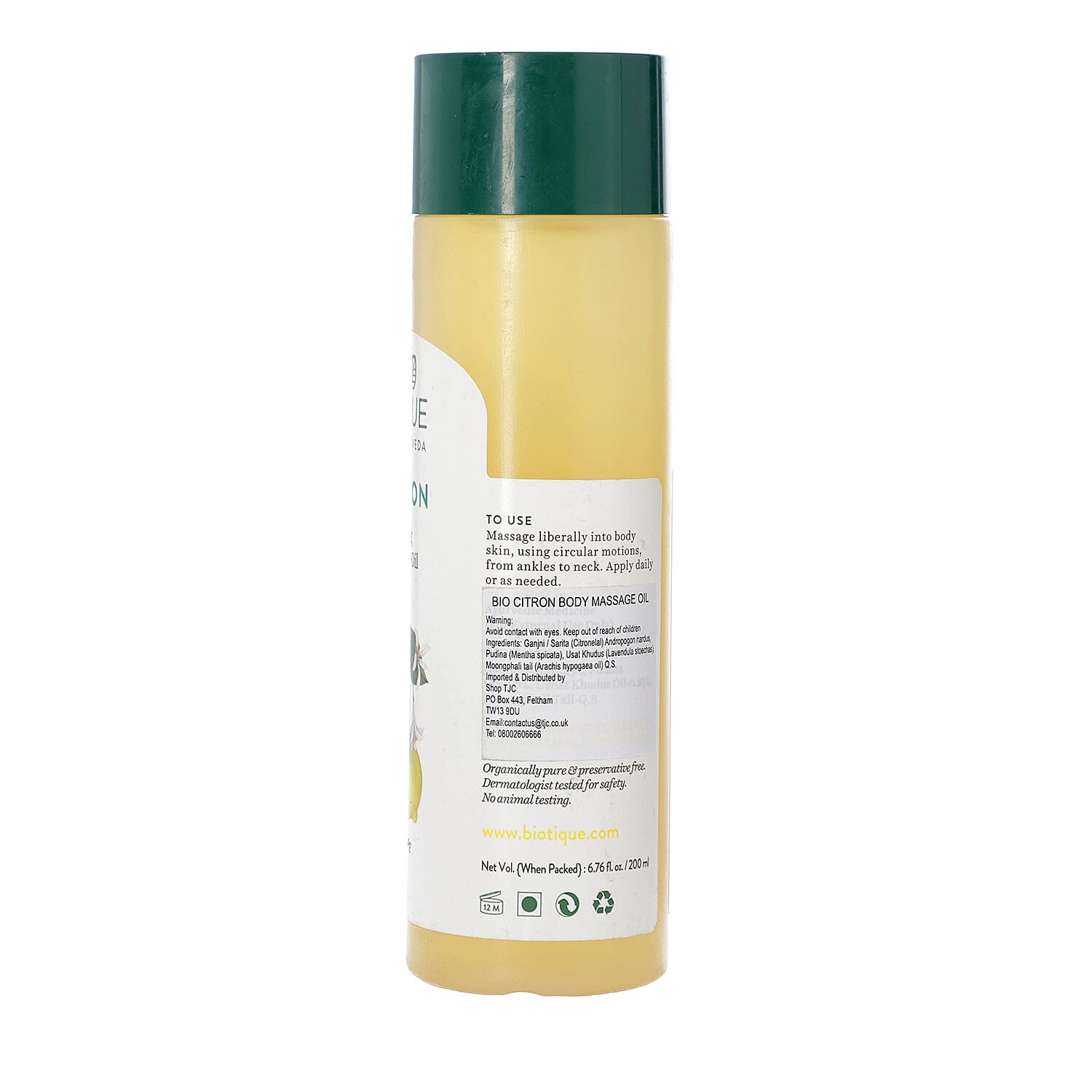 Biotique Bio Citron Simulating Body Massage Oil - 210ml